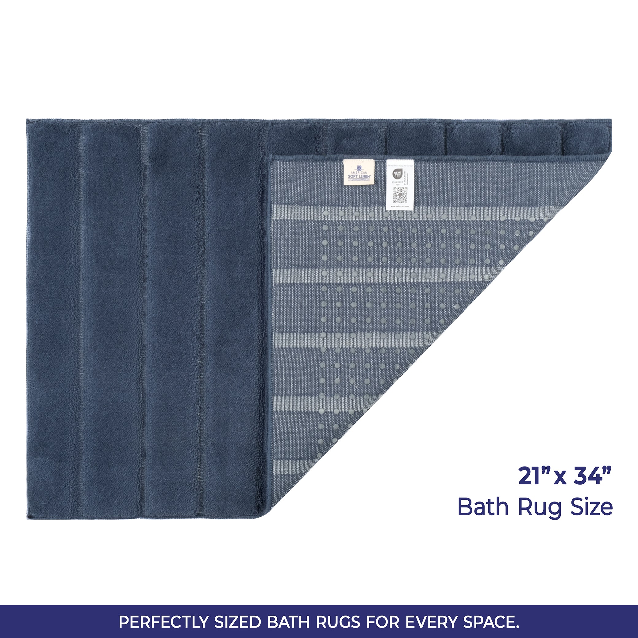 American-softlinen Katiy Bath Rug – 21x34 Inches Non-Slip Premium Cotton Comfort - Bath Mats for Bathroom