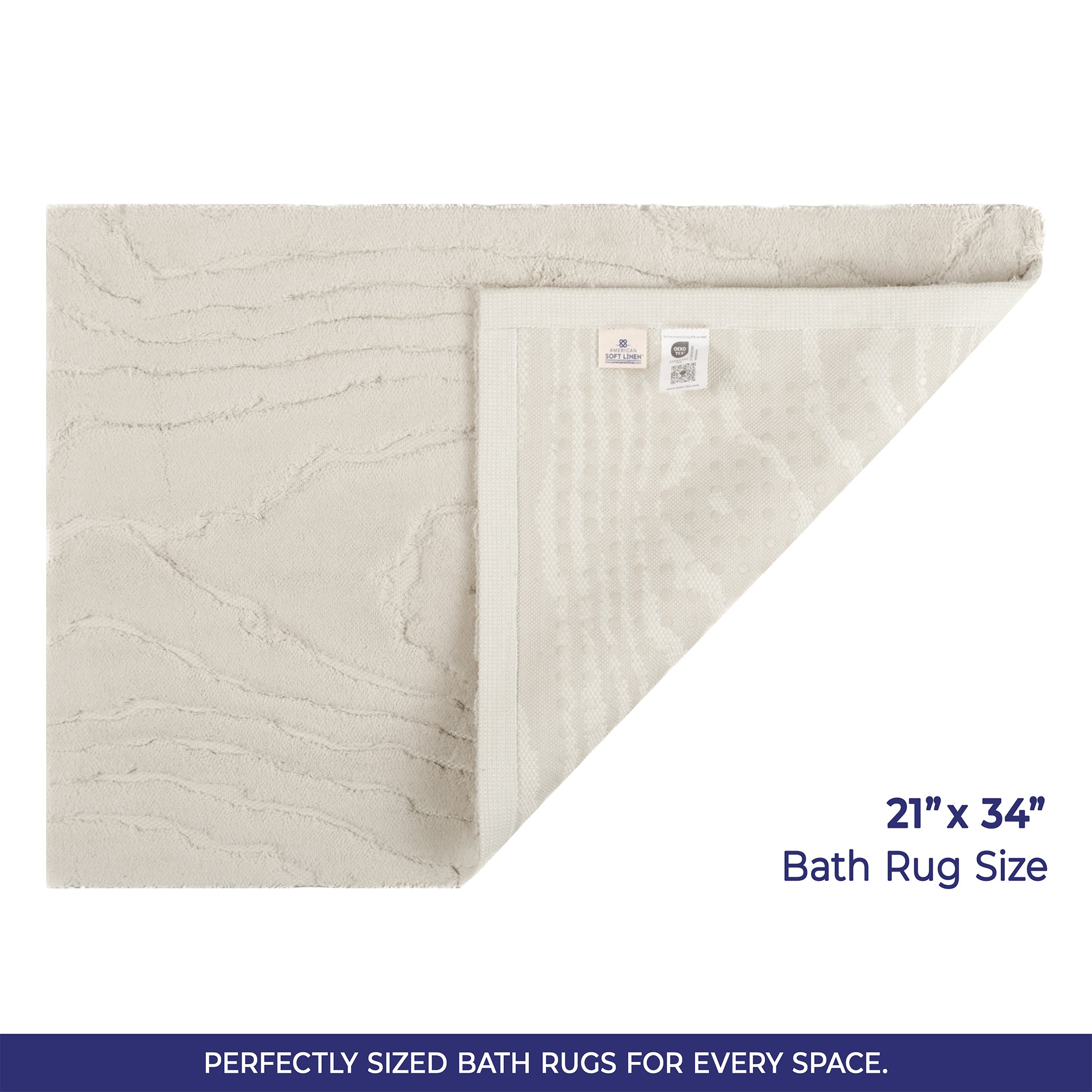 American-softlinen Lovi Bath Rug – 21"x34" Premium Cotton, Non-Slip Design - Bath Mats for Bathroom