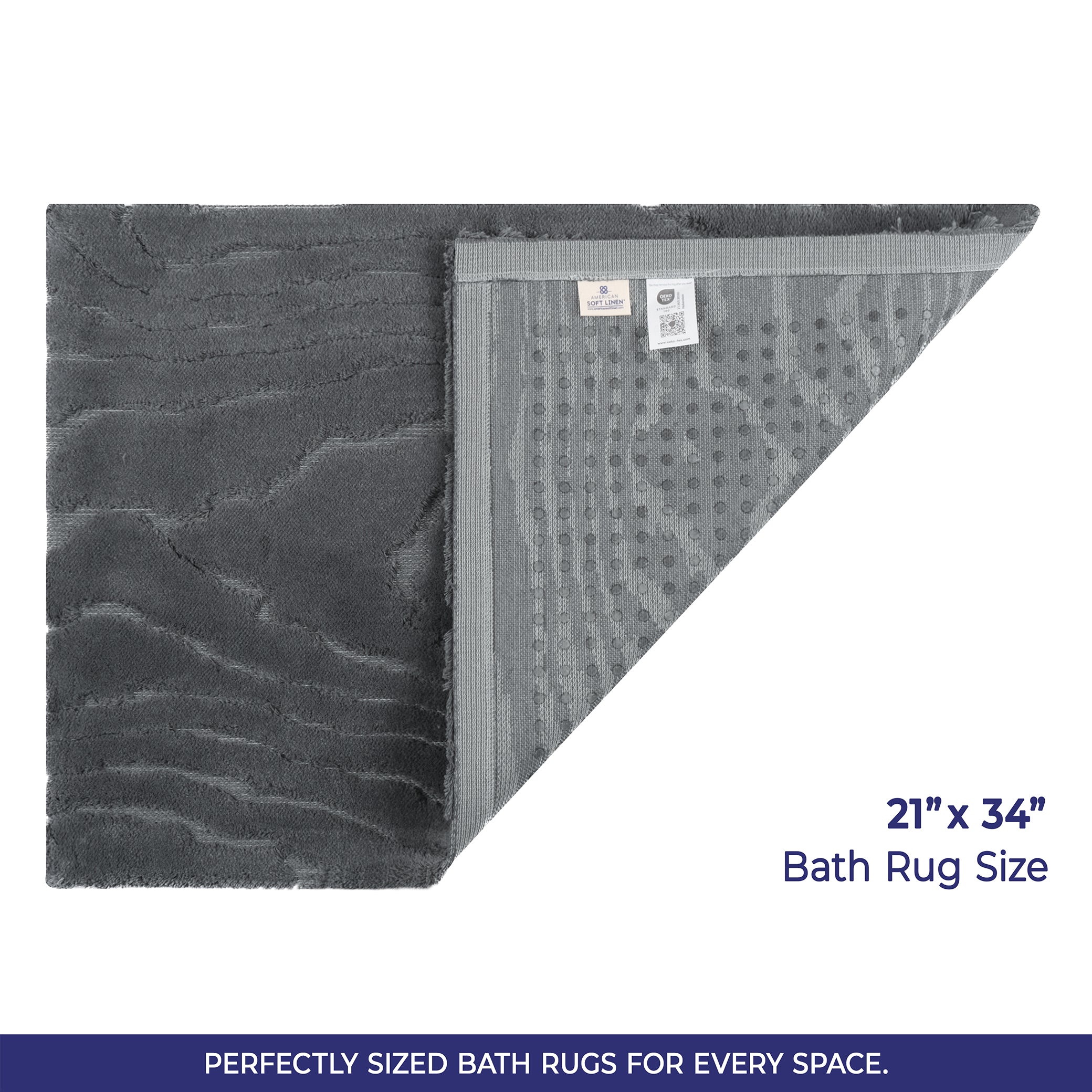 American-softlinen Lovi Bath Rug – 21"x34" Premium Cotton, Non-Slip Design - Bath Mats for Bathroom