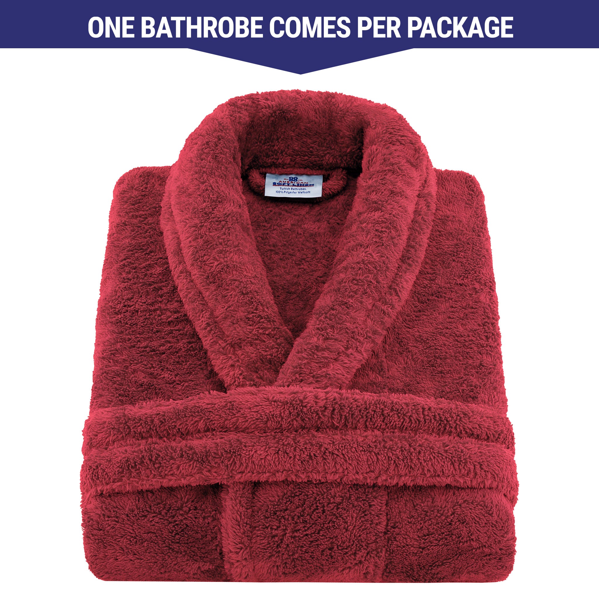 American-softlinen Super Soft, Absorbent and Fluffy, Unisex Fleece Bathrobe L-XL-Bordeaux-red-2