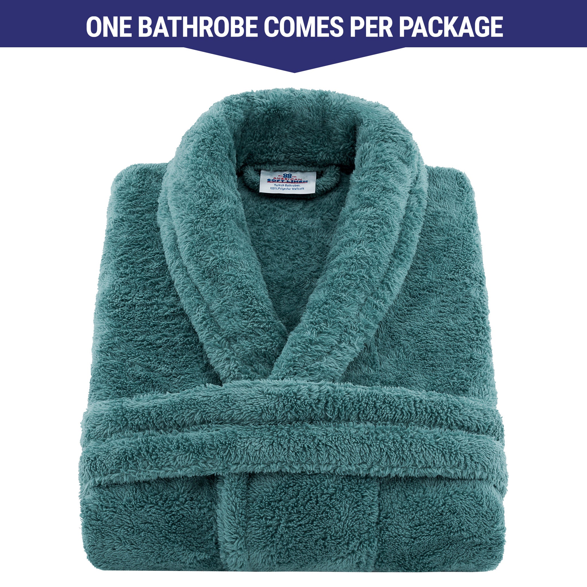 American-softlinen Super Soft, Absorbent and Fluffy, Unisex Fleece Bathrobe M-L-colonial-blue-2