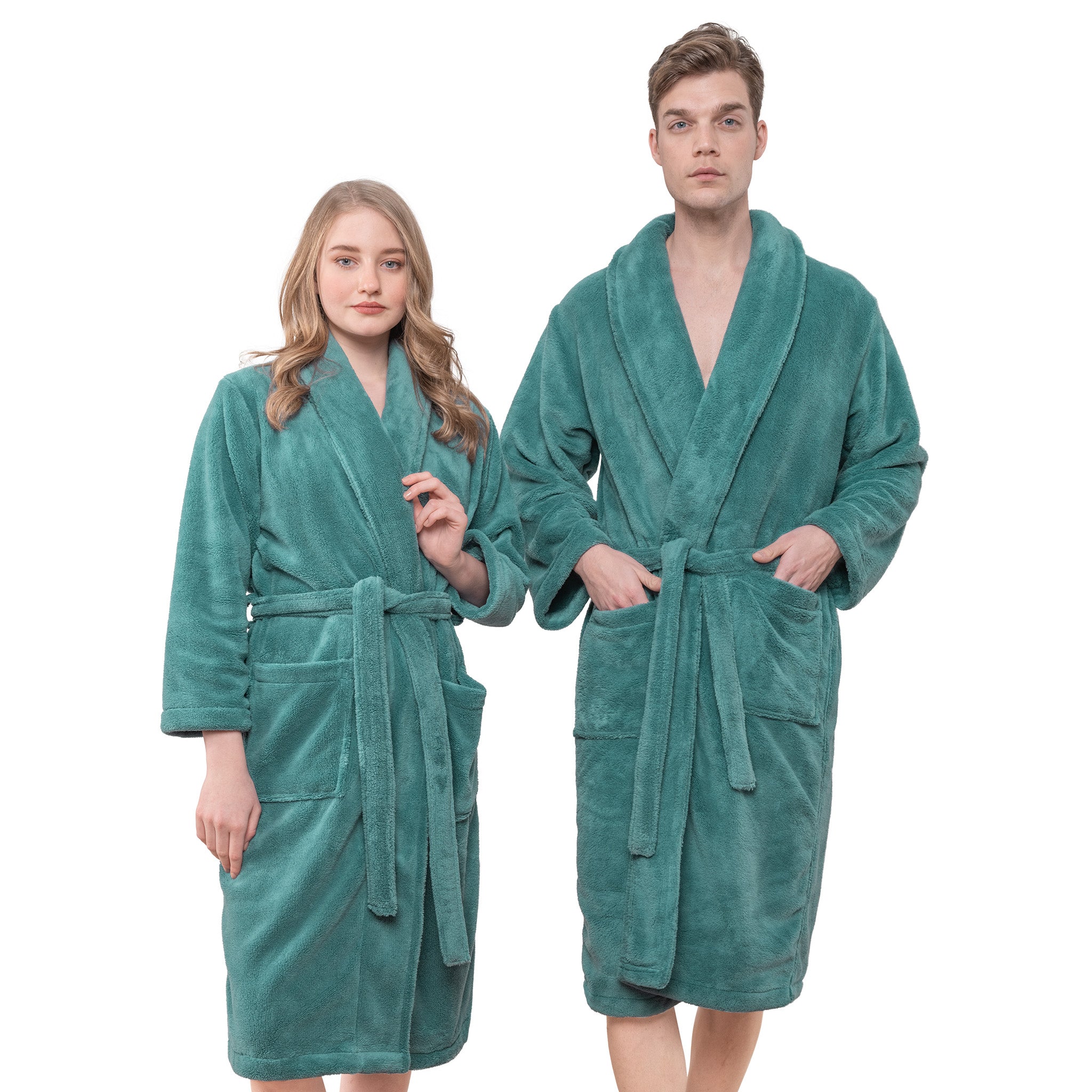 American-softlinen Super Soft Absorbent and Fluffy Unisex Fleece Bathrobe -12 Set Case Pack -S-M-colonial-blue-1