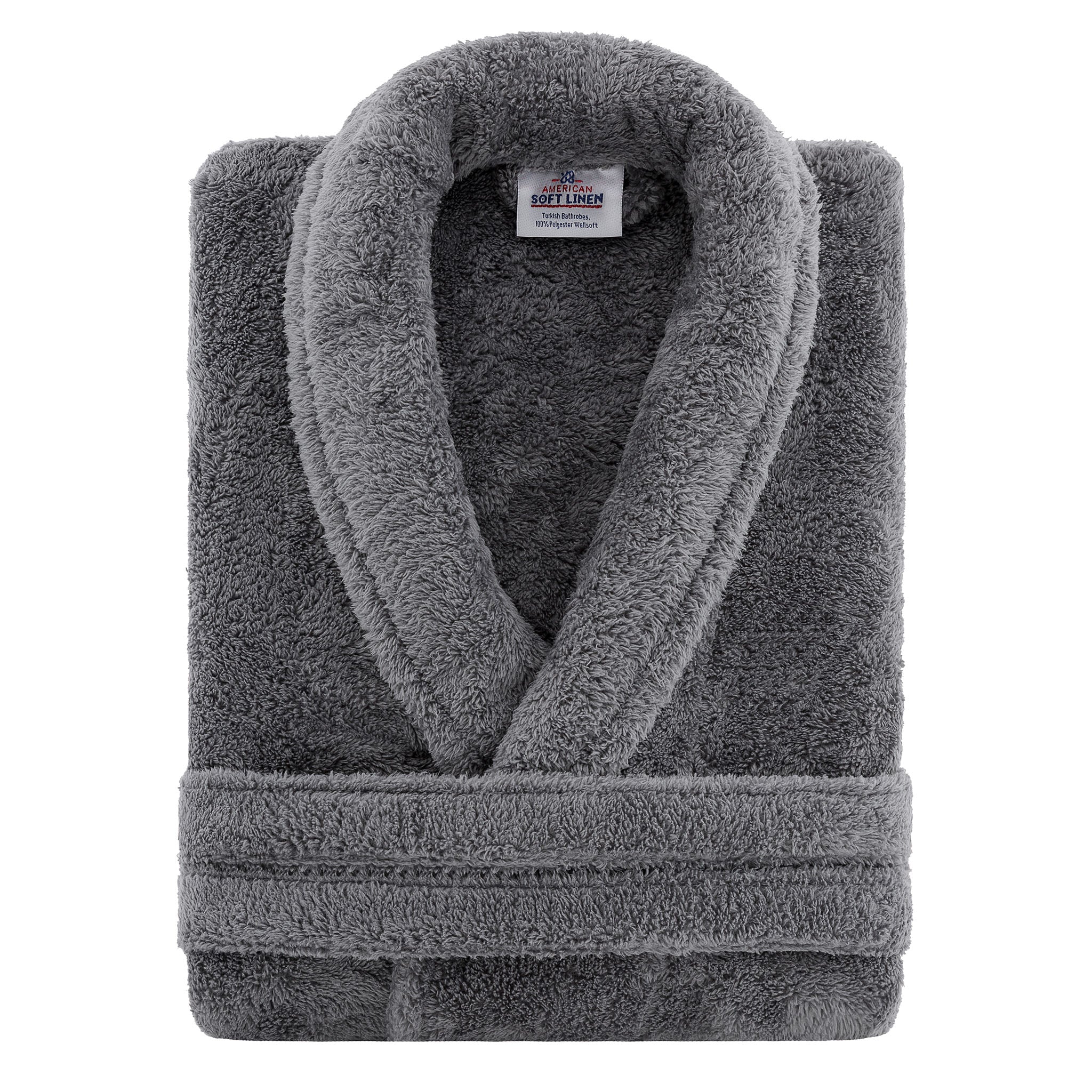 American-softlinen Super Soft Absorbent and Fluffy Unisex Fleece Bathrobe -12 Set Case Pack -S-M-gray-3