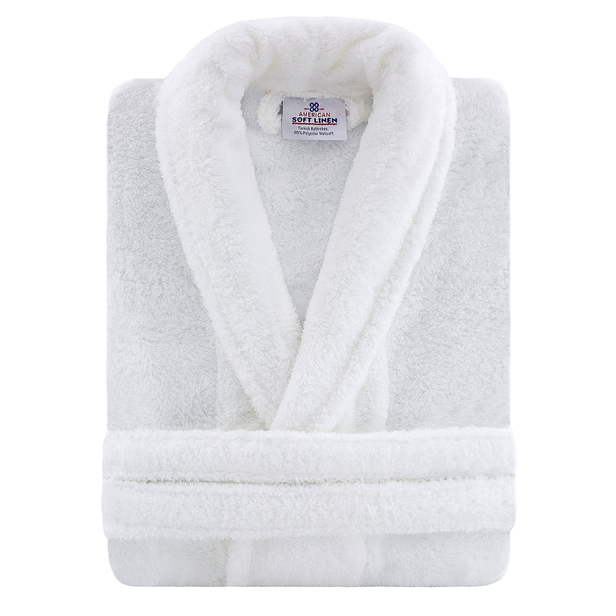 American-softlinen Super Soft Absorbent and Fluffy Unisex Fleece Bathrobe -12 Set Case Pack -S-M-white-3
