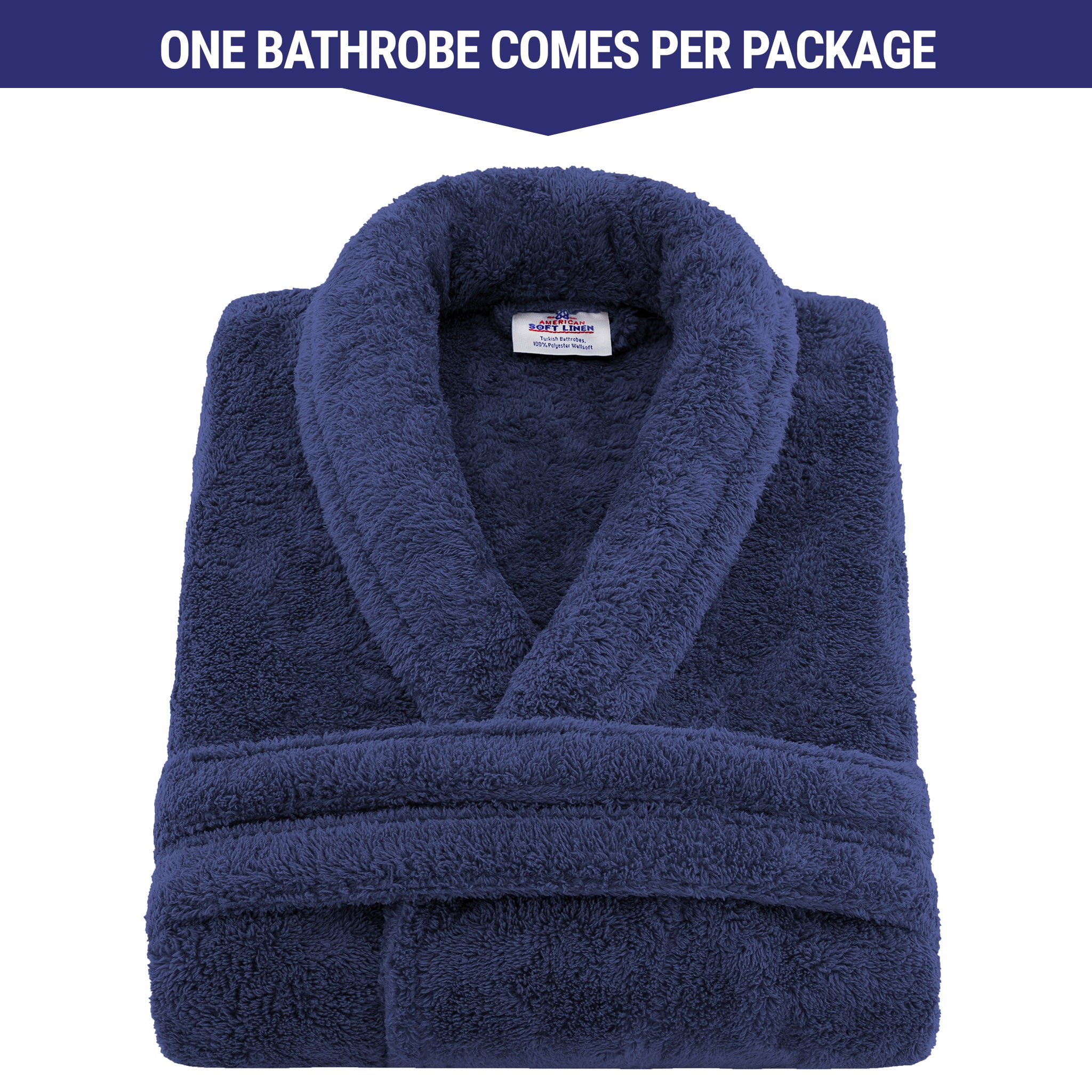 American-softlinen Super Soft, Absorbent and Fluffy, Unisex Fleece Bathrobe S-M-navy-blue-2