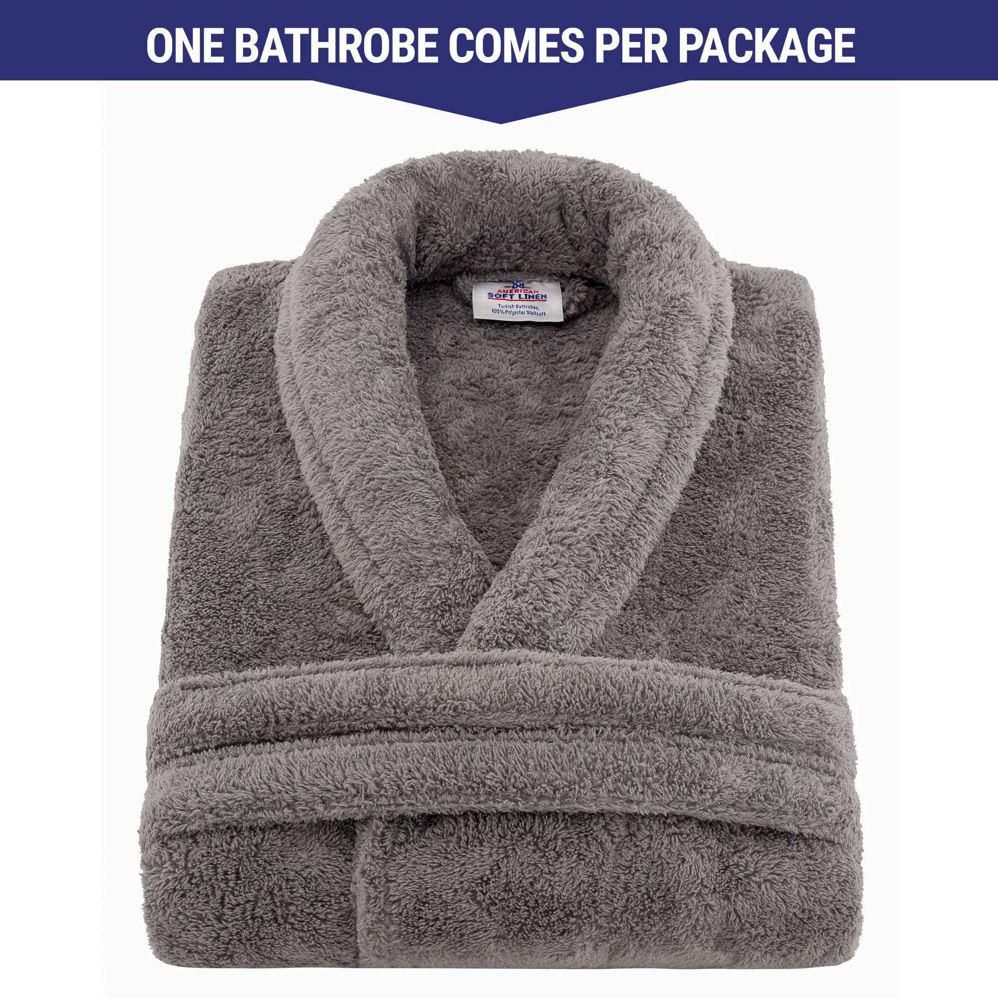 American-softlinen Super Soft Absorbent and Fluffy Unisex Fleece Bathrobe -12 Set Case Pack -XL-XXL-gray-2