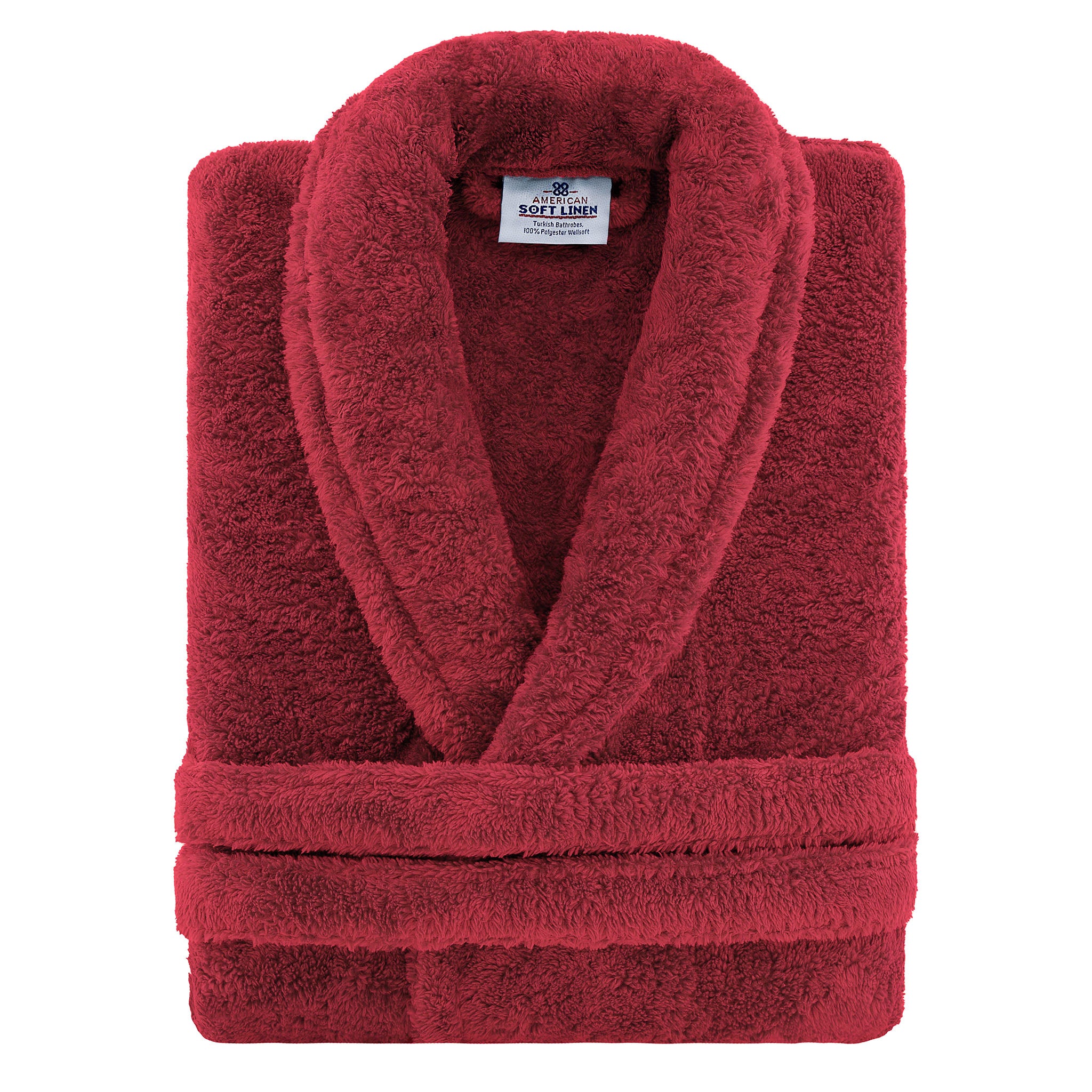 American-softlinen Super Soft, Absorbent and Fluffy, Unisex Fleece Bathrobe XL-XXL-Bordeaux-red-3