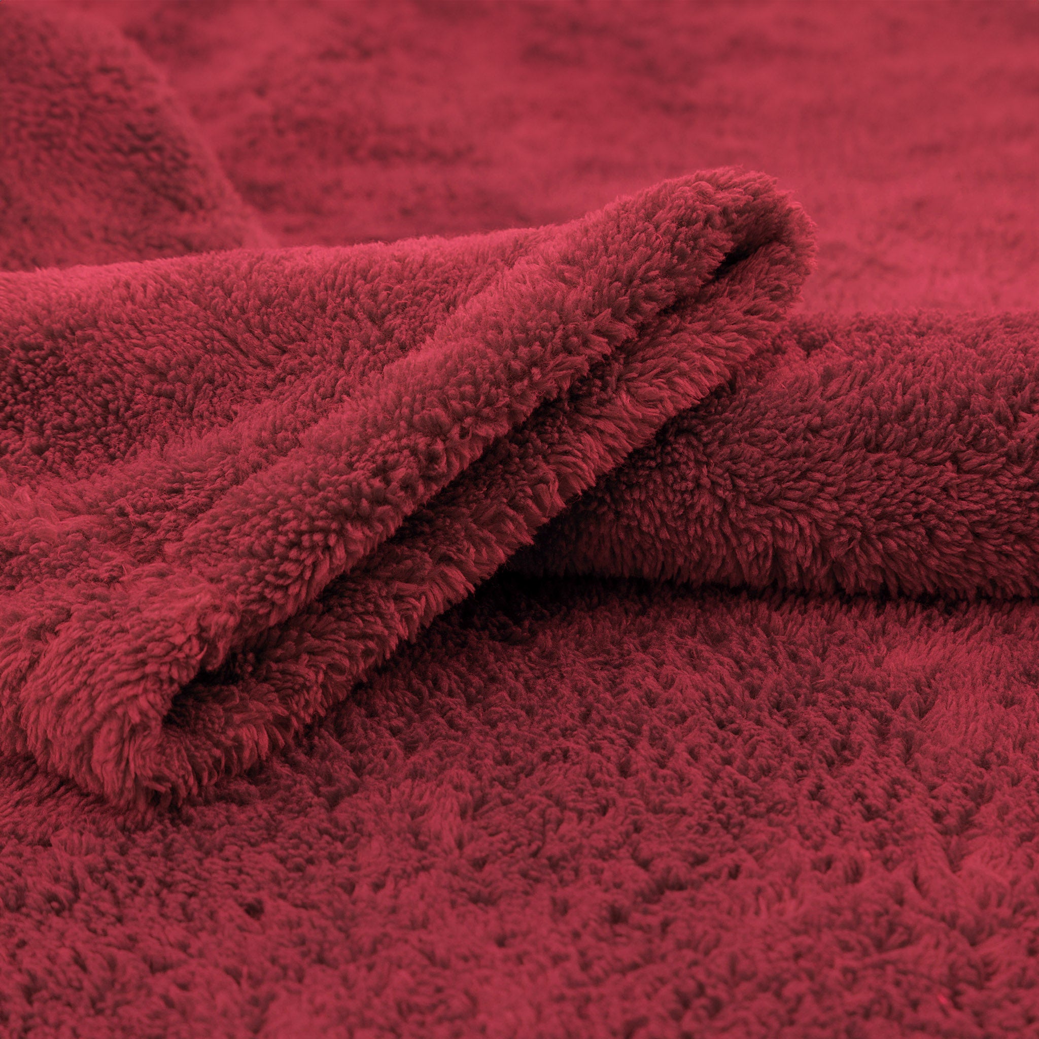 American-softlinen Super Soft, Absorbent and Fluffy, Unisex Fleece Bathrobe XL-XXL-Bordeaux-red-5