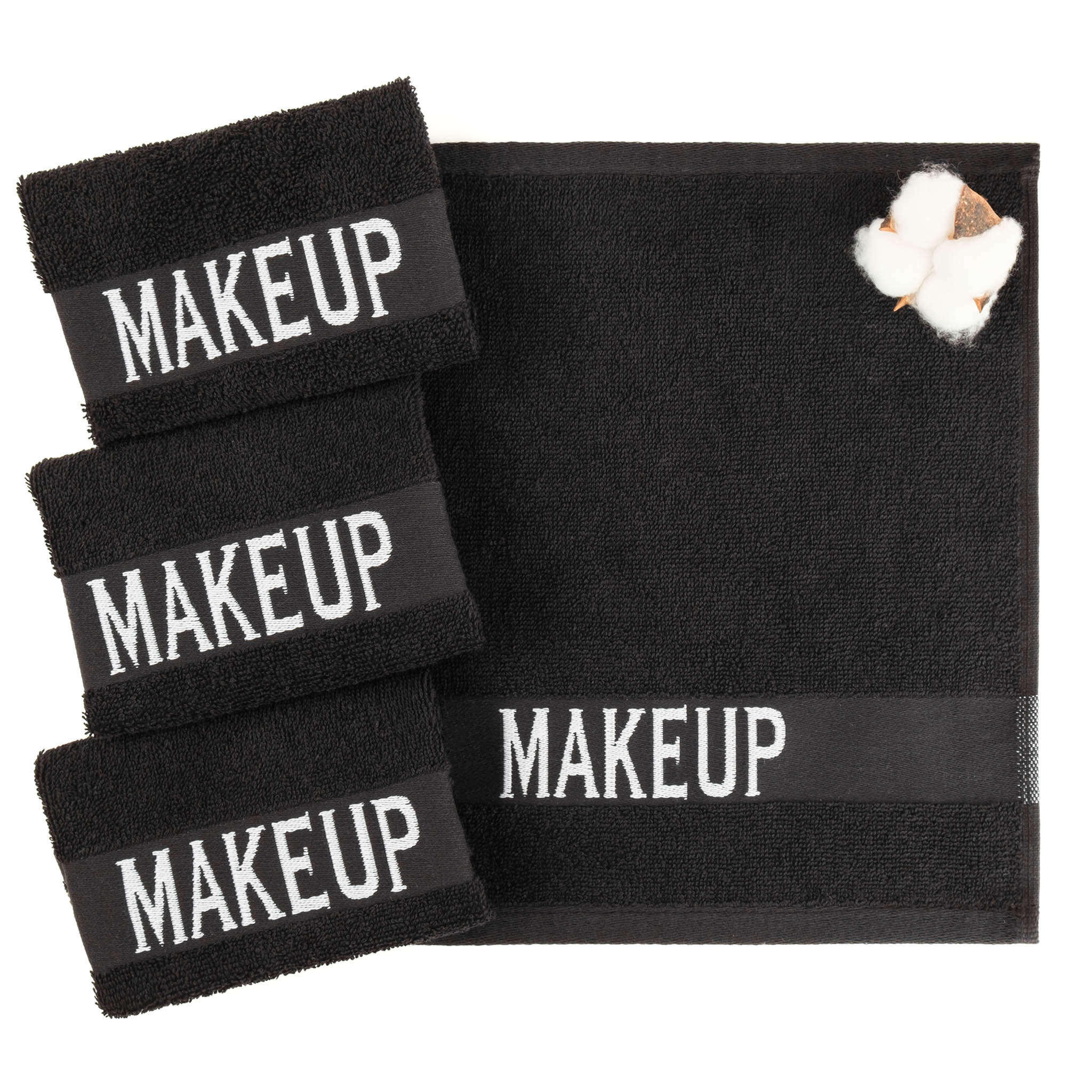 American-softlinen 100% Cotton Makeup Towels -black-1