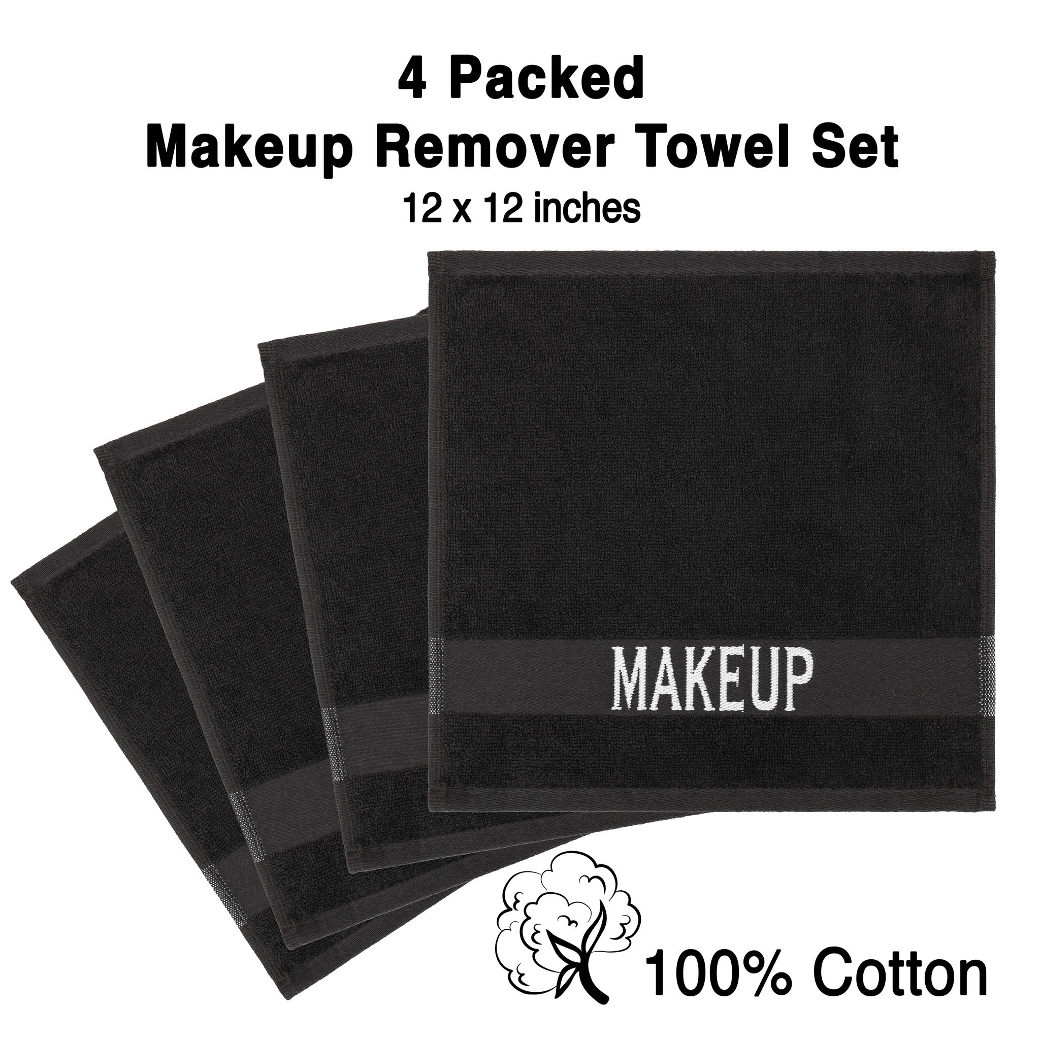 American-softlinen 100% Cotton Makeup Towels 100 Set Case Pack -black-2