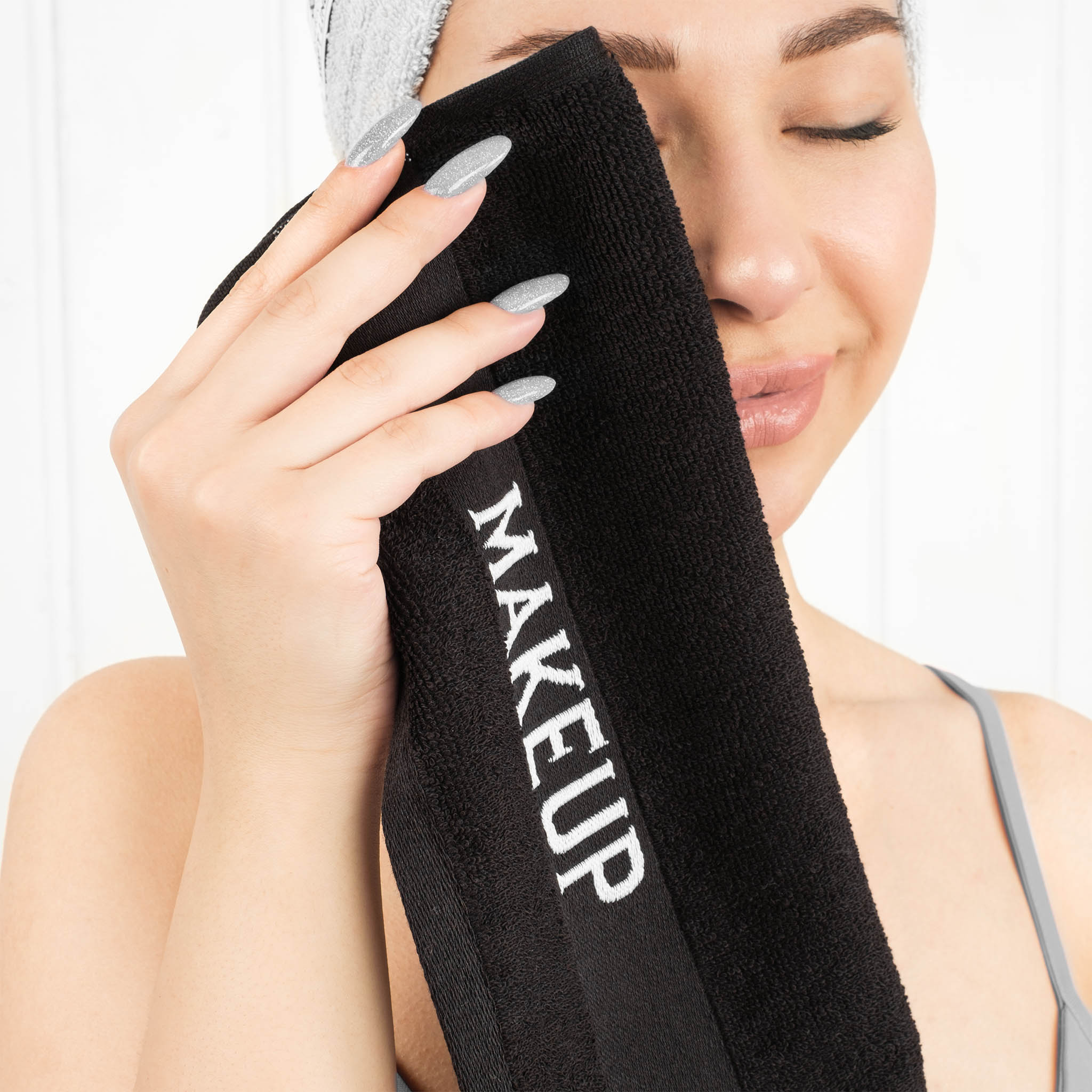 American-softlinen 100% Cotton Makeup Towels 100 Set Case Pack -black-3