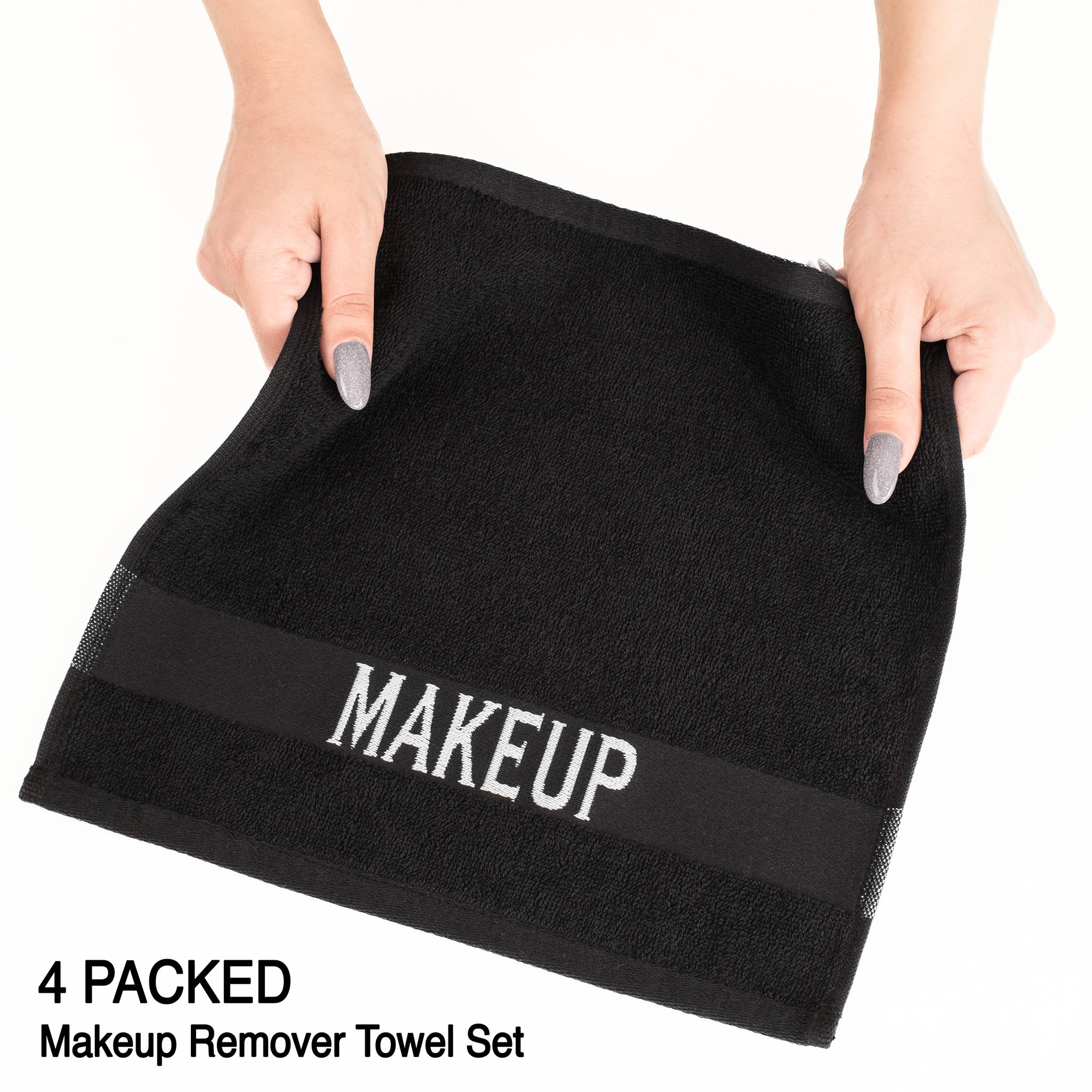 American-softlinen 100% Cotton Makeup Towels 100 Set Case Pack -black-5