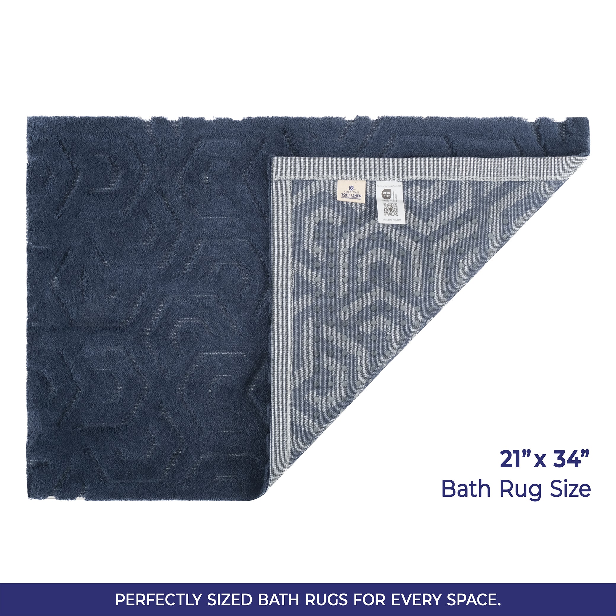 American-softlinen Meja Bath Rug – 21x34" Decorative Premium Cotton Rug - Bath Mats for Bathroom