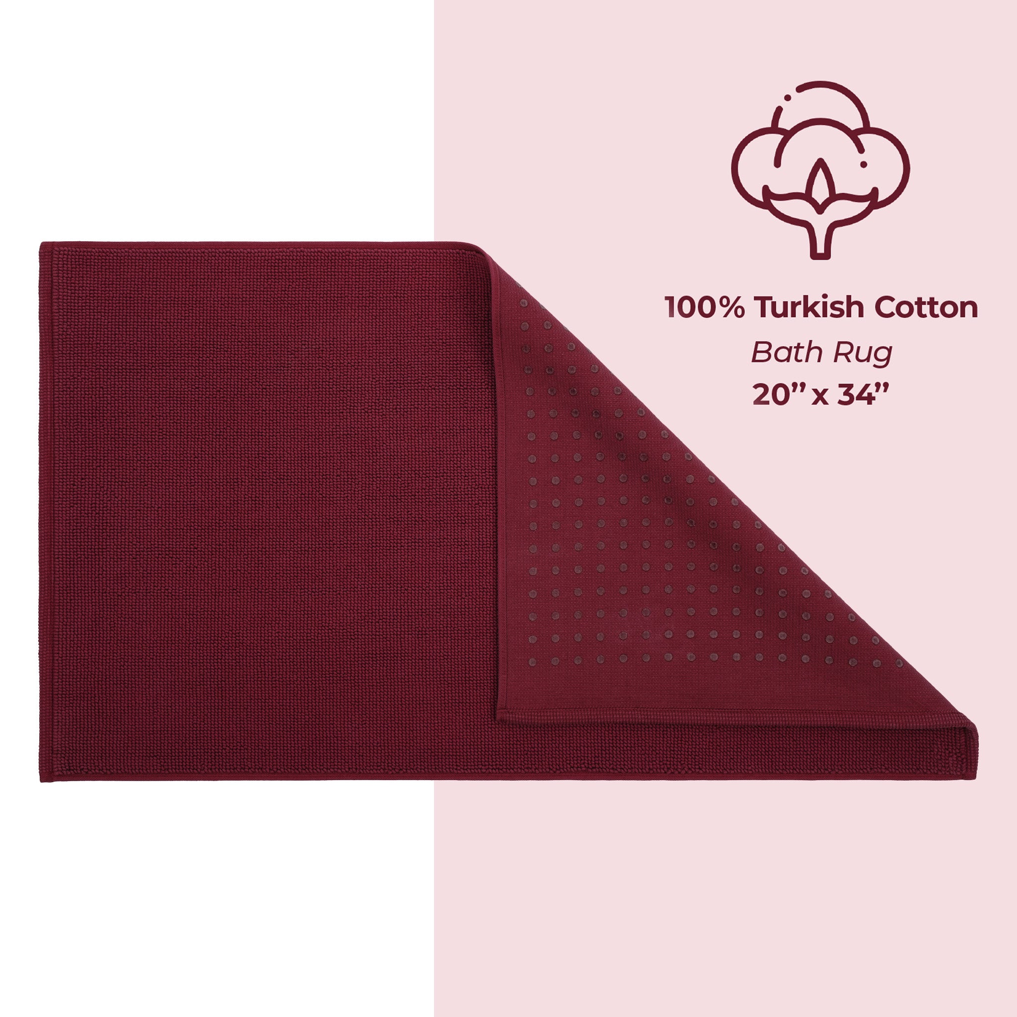 American-softlinen Non-slip 20x34 100% Cotton Bath Rug Wholesale bordeaux-red-4
