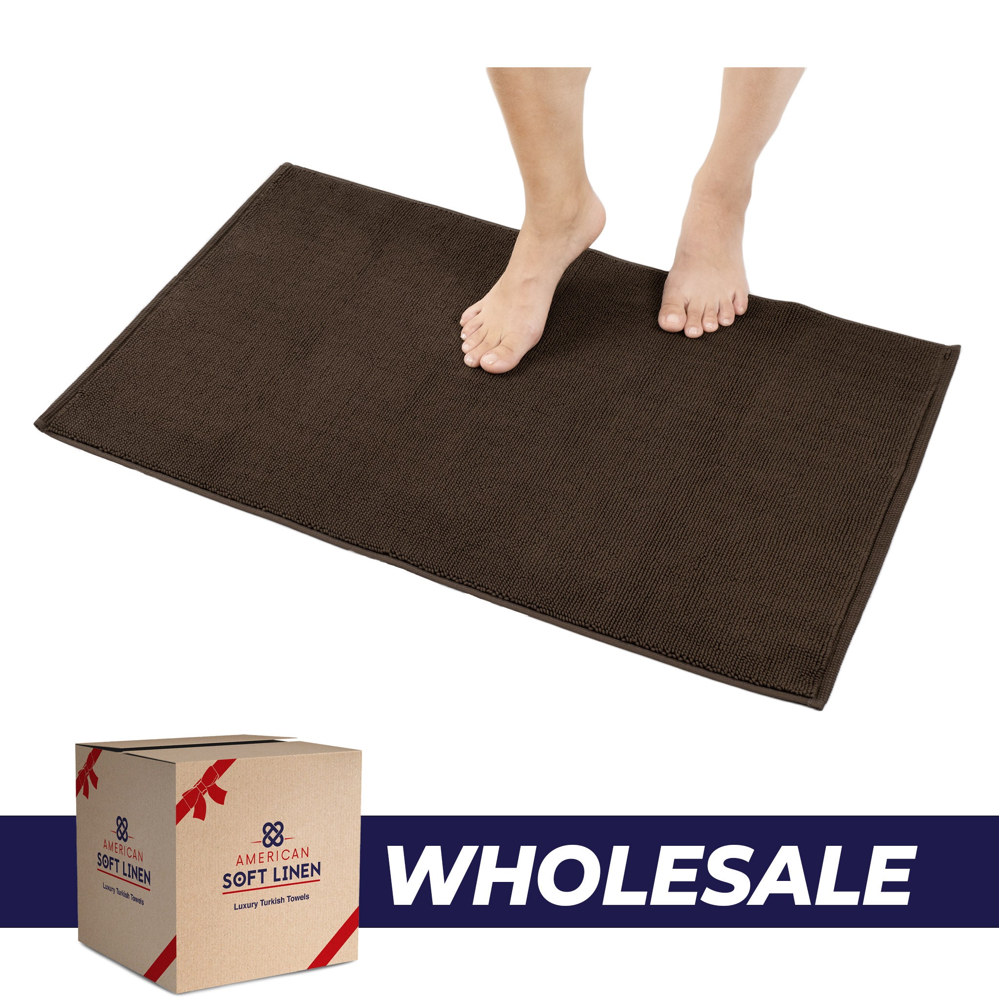 American-softlinen Non-slip 20x34 100% Cotton Bath Rug Wholesale chocolate-brown-0