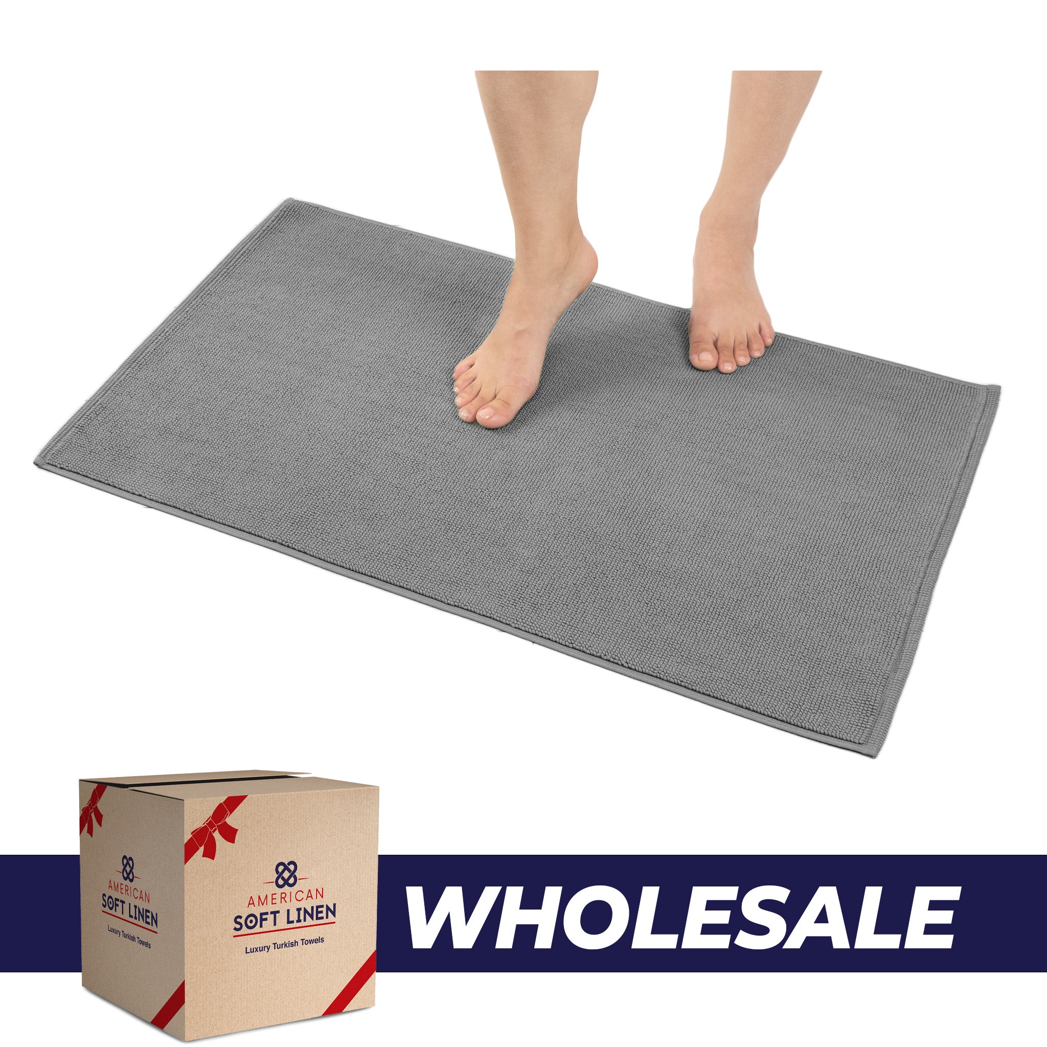 American-softlinen Non-slip 20x34 100% Cotton Bath Rug Wholesale gray-0