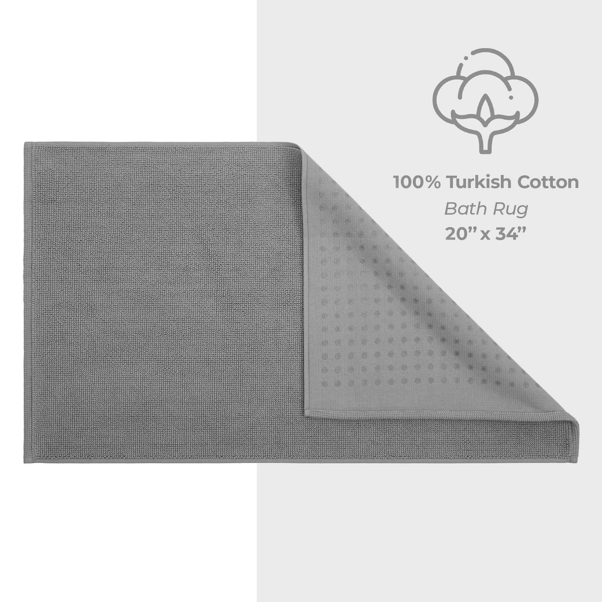 American-softlinen Non-slip 20x34 100% Cotton Bath Rug Wholesale gray-4