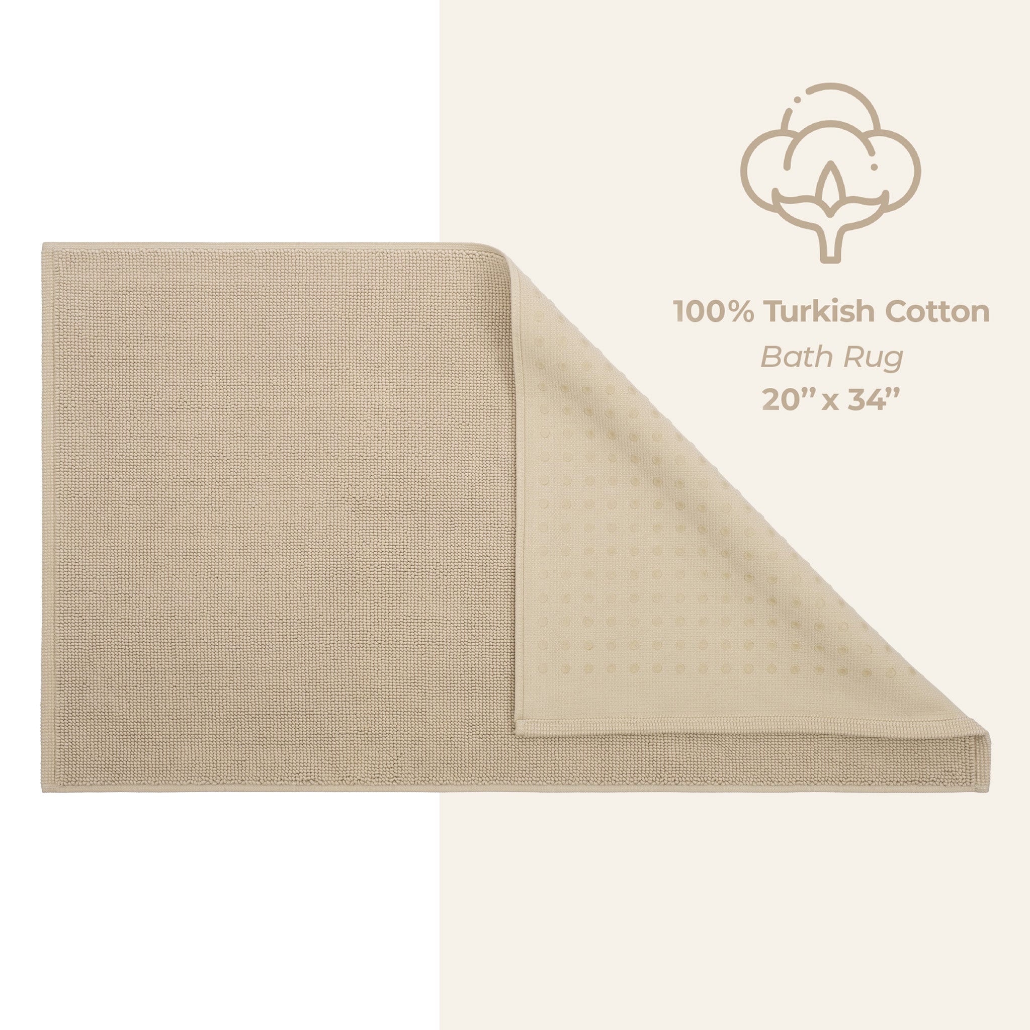 American-softlinen Non-slip 20x34 100% Cotton Bath Rug Wholesale sand-taupe-4