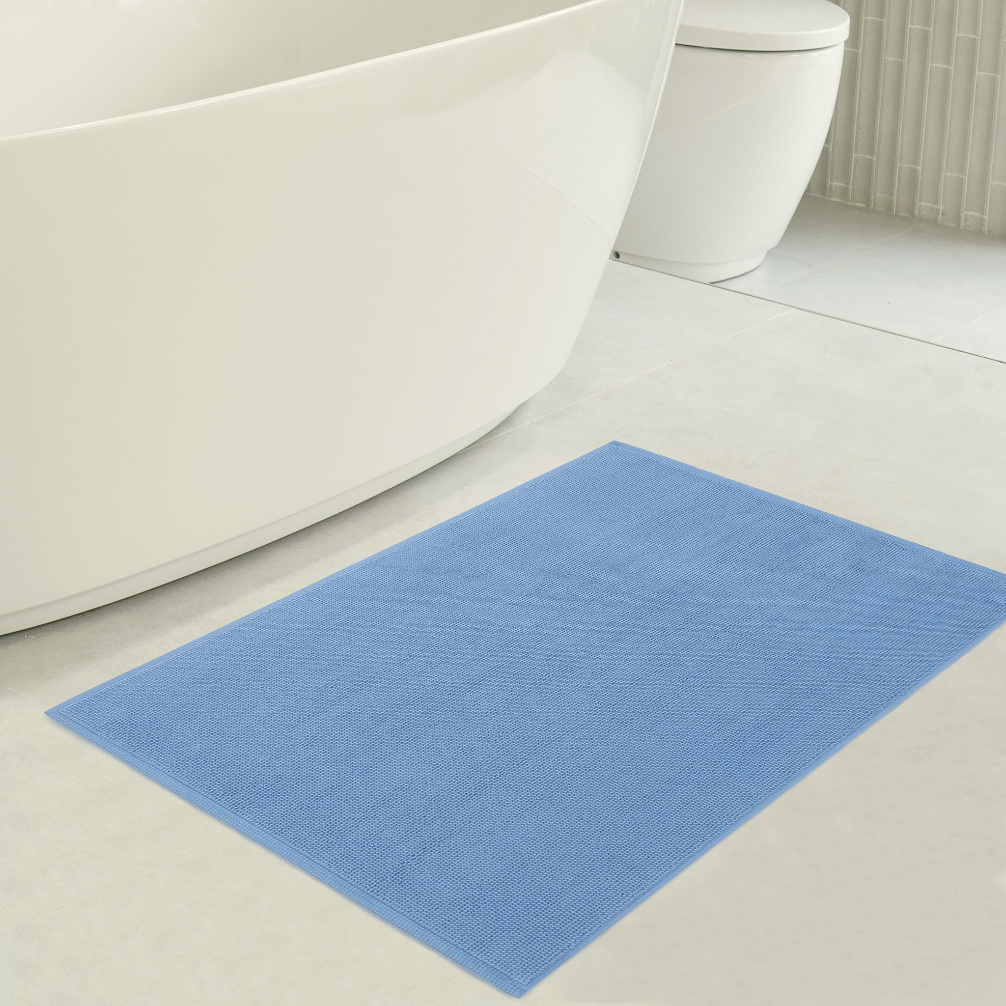 American-softlinen Non-slip 20x34 100% Cotton Bath Rug Wholesale sky-blue-3