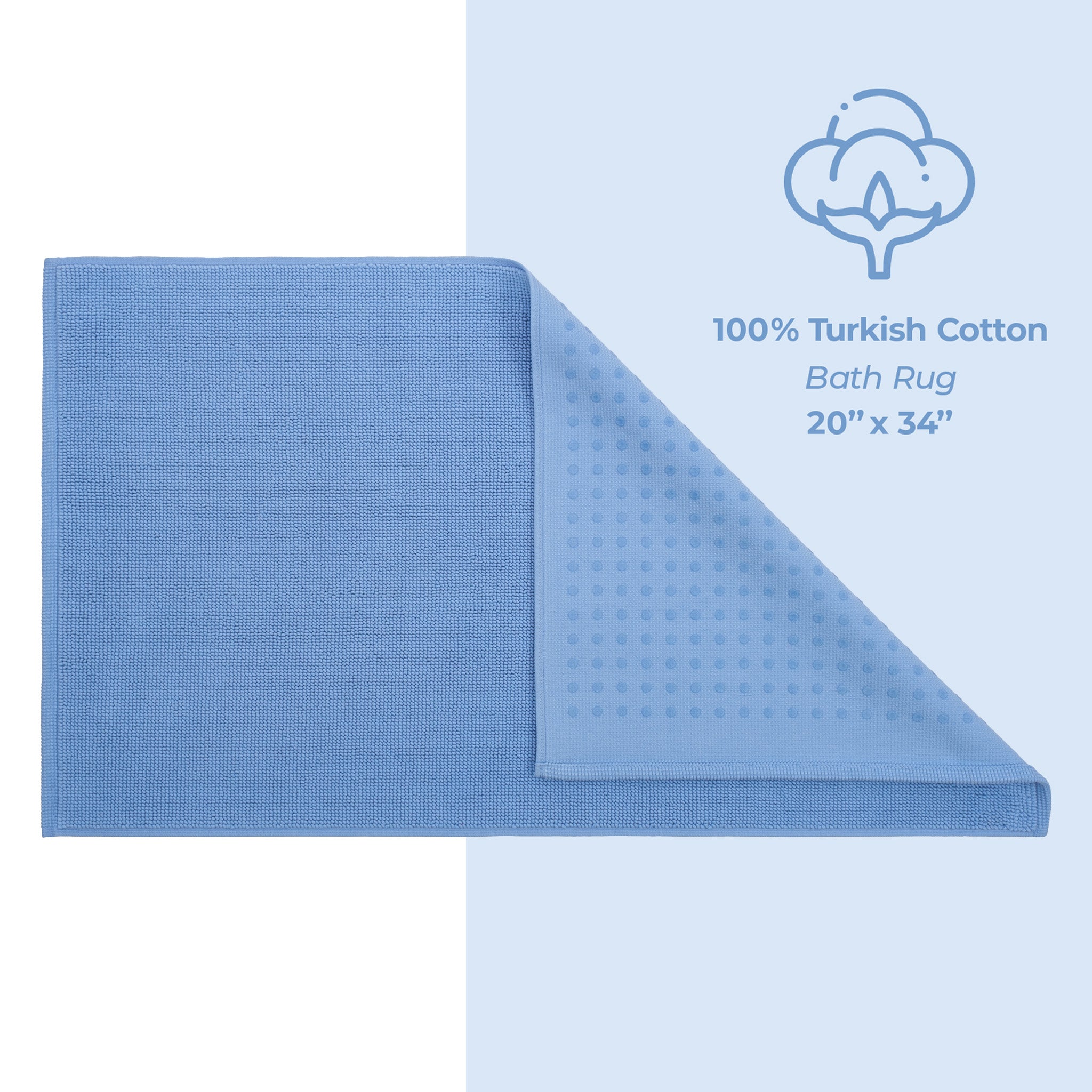 American-softlinen Non-slip 20x34 100% Cotton Bath Rug Wholesale sky-blue-4