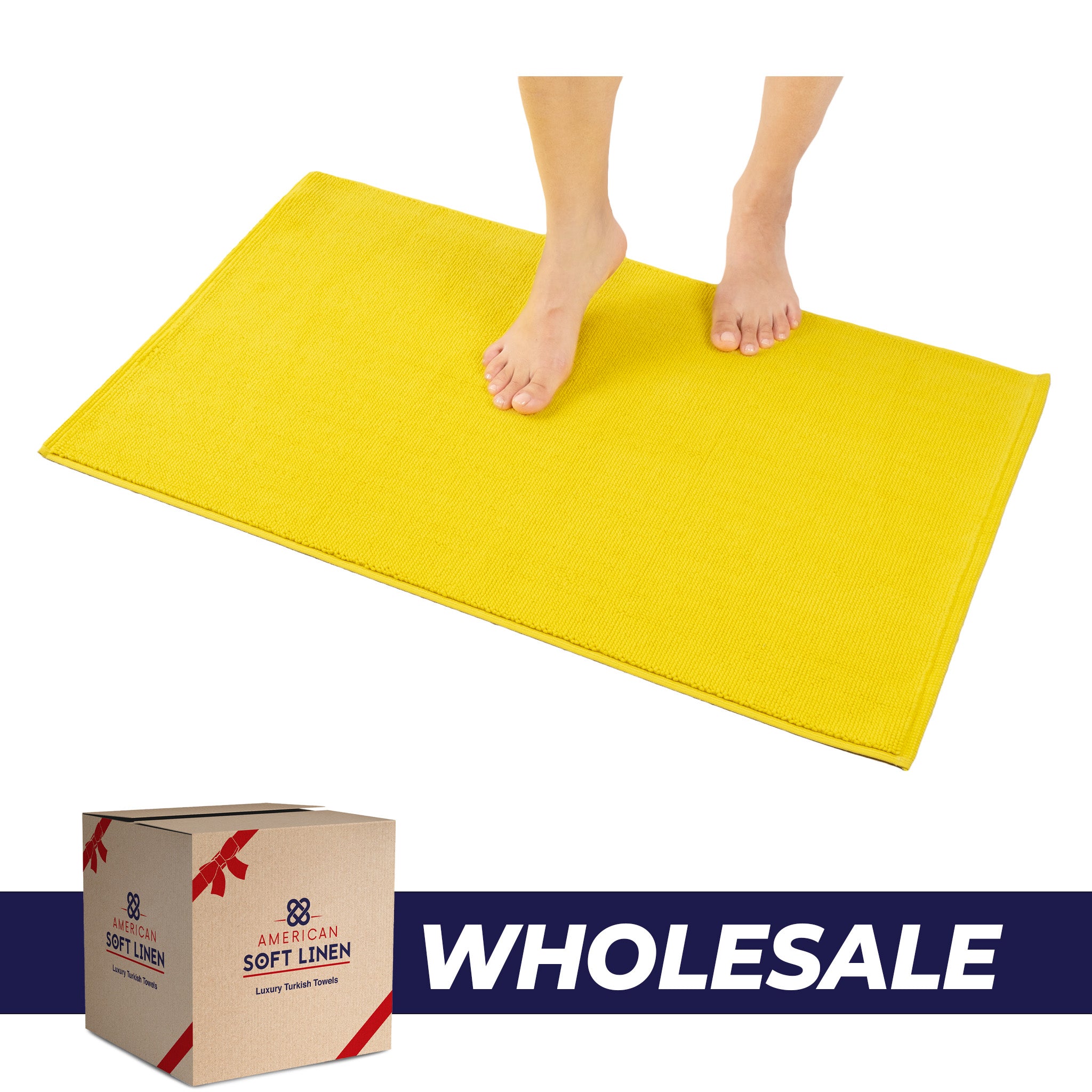 American-softlinen Non-slip 20x34 100% Cotton Bath Rug Wholesale yellow-0