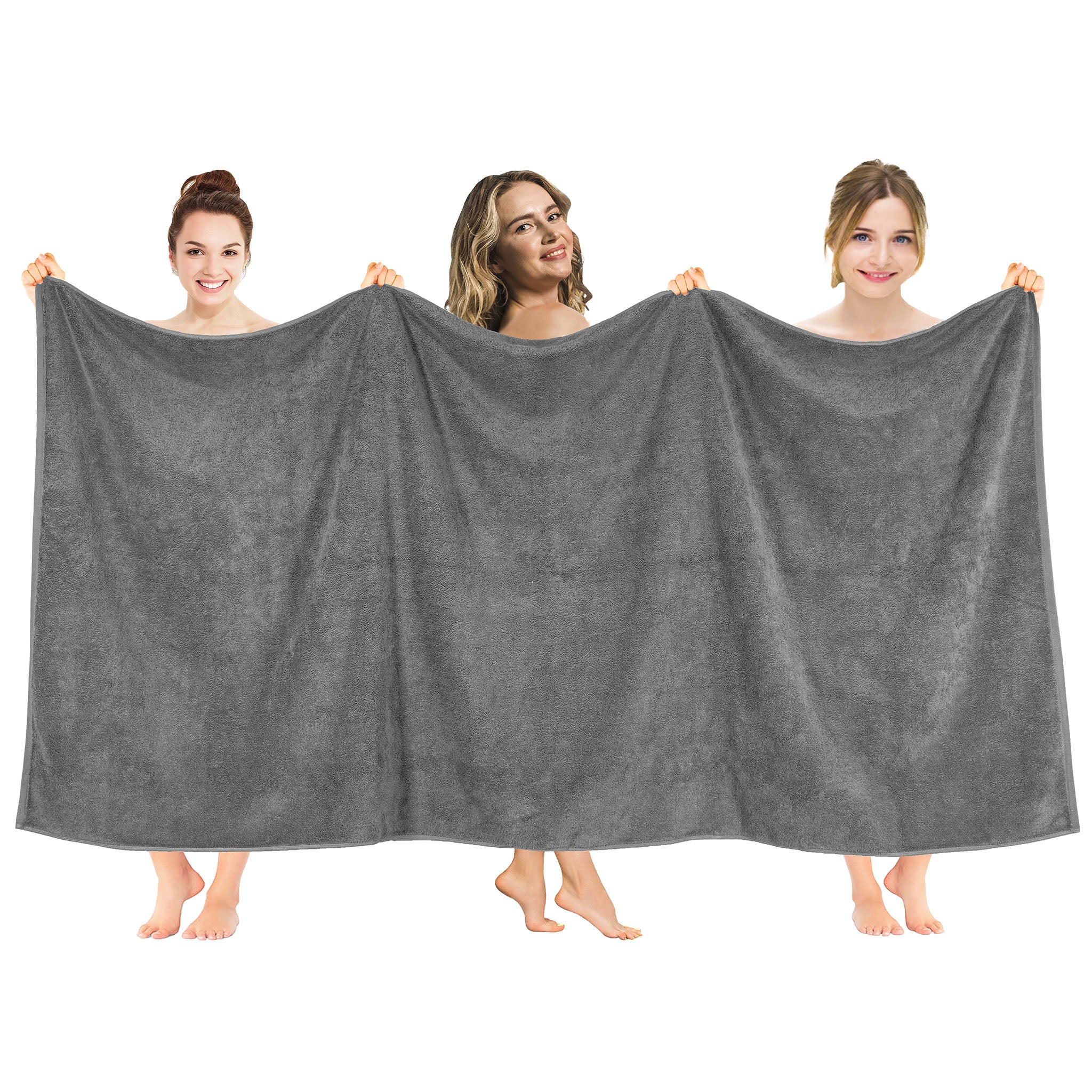 American-softlinen 100% Ring Spun Cotton 40x80 Inches Oversized Bath Sheets gray-1