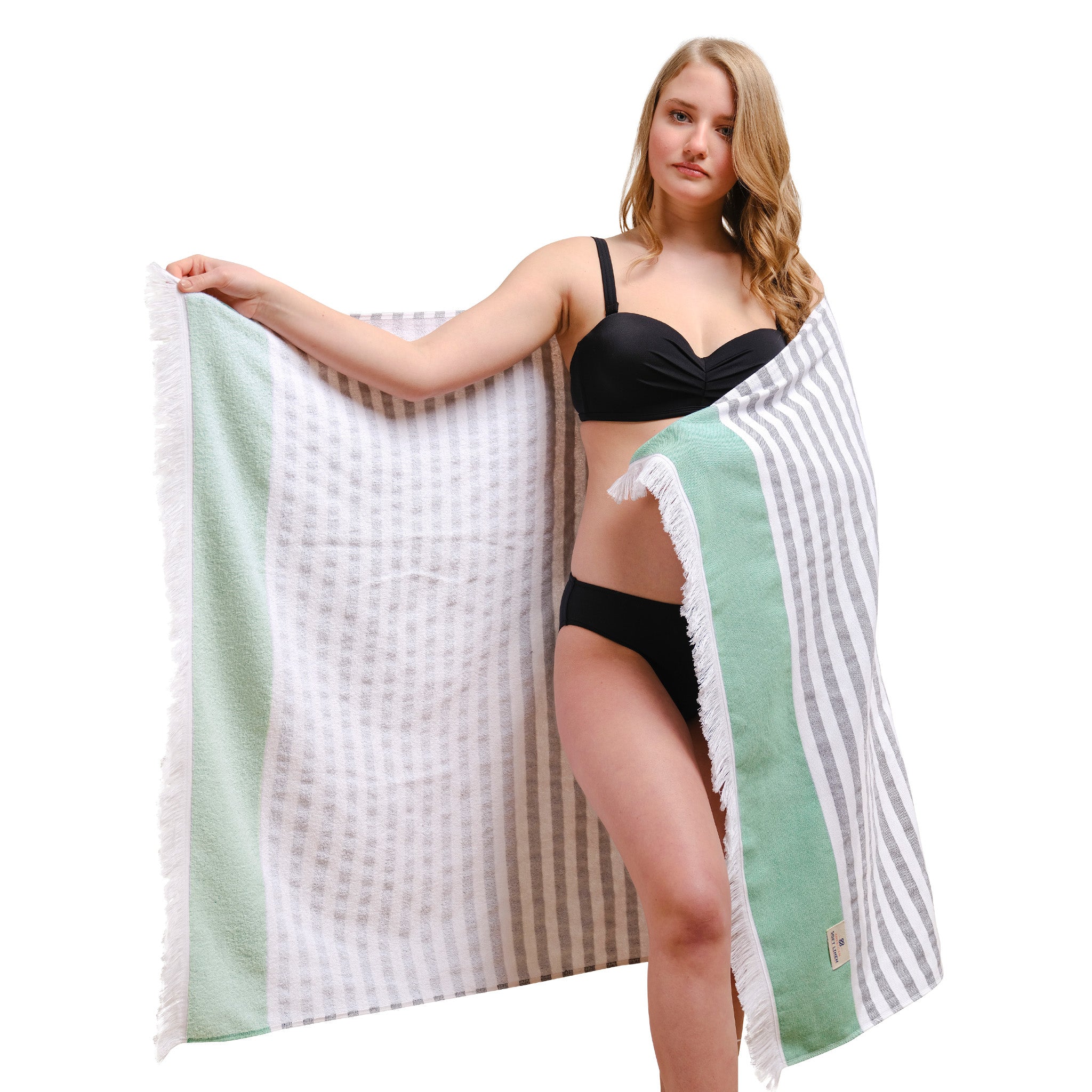 American-softlinen 100% Turkish Cotton Peshtemal 44 set case pack -green-1