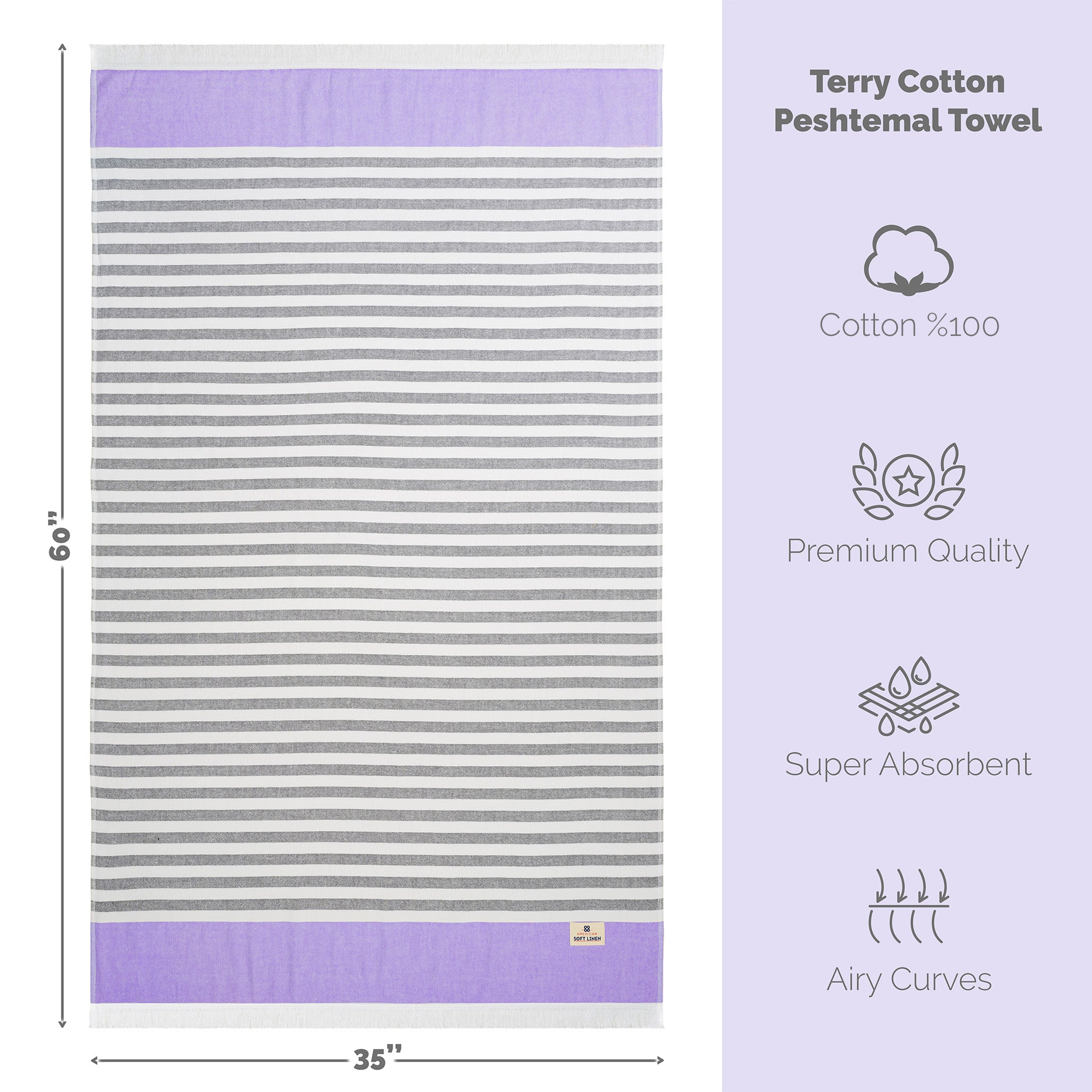 American-softlinen 100% Turkish Cotton Peshtemal 44 set case pack -purple-5