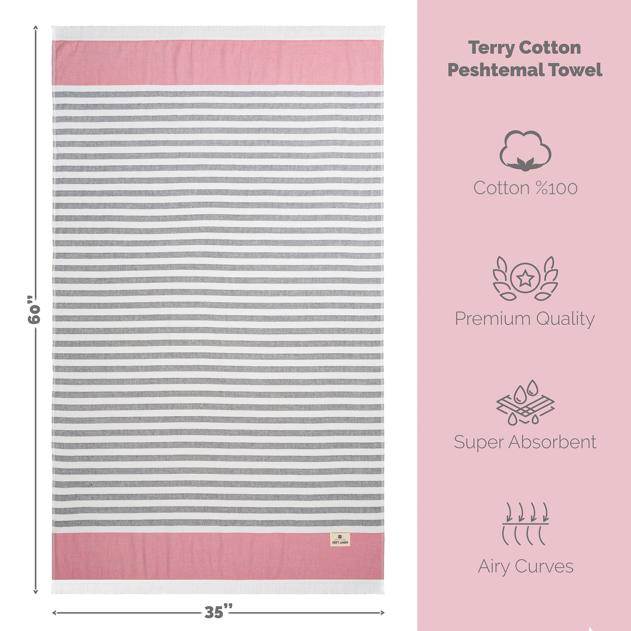 American-softlinen 100% Turkish Cotton Peshtemal 44 set case pack -rose-5