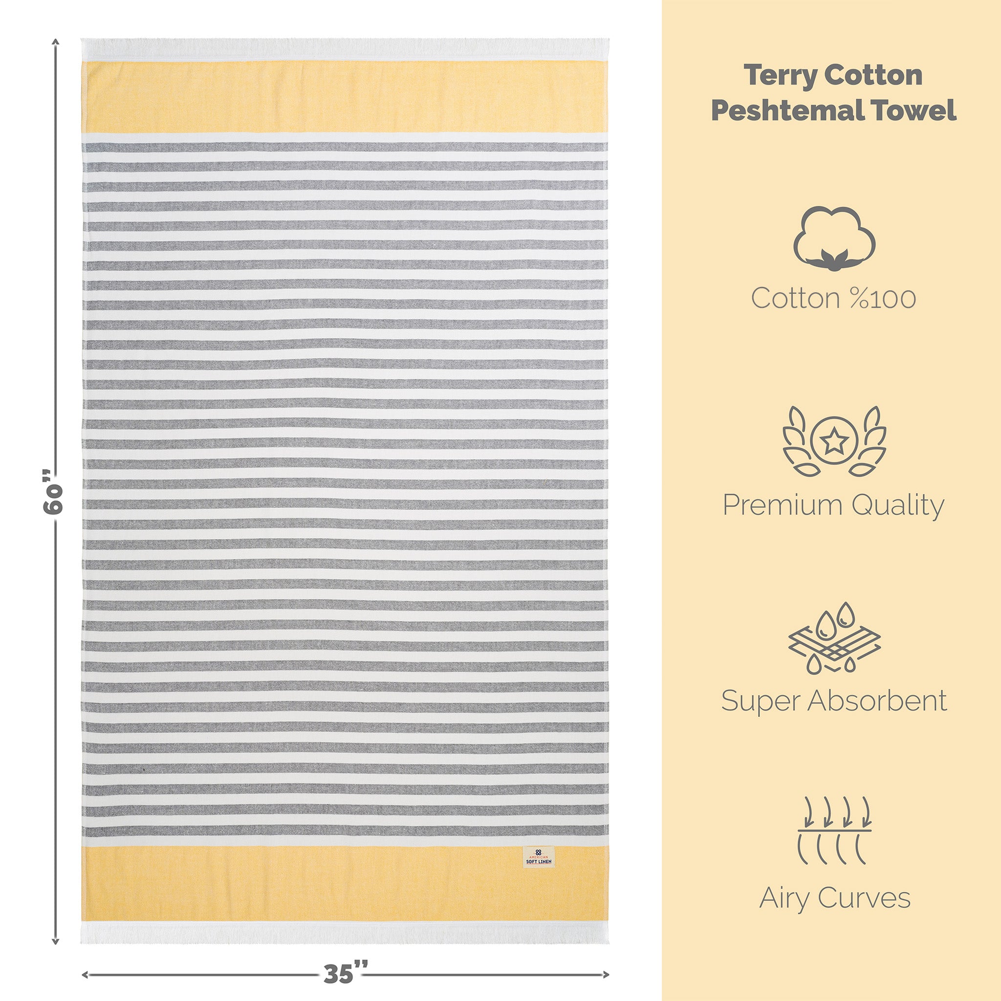American-softlinen 100% Turkish Cotton Peshtemal 44 set case pack -yellow-5