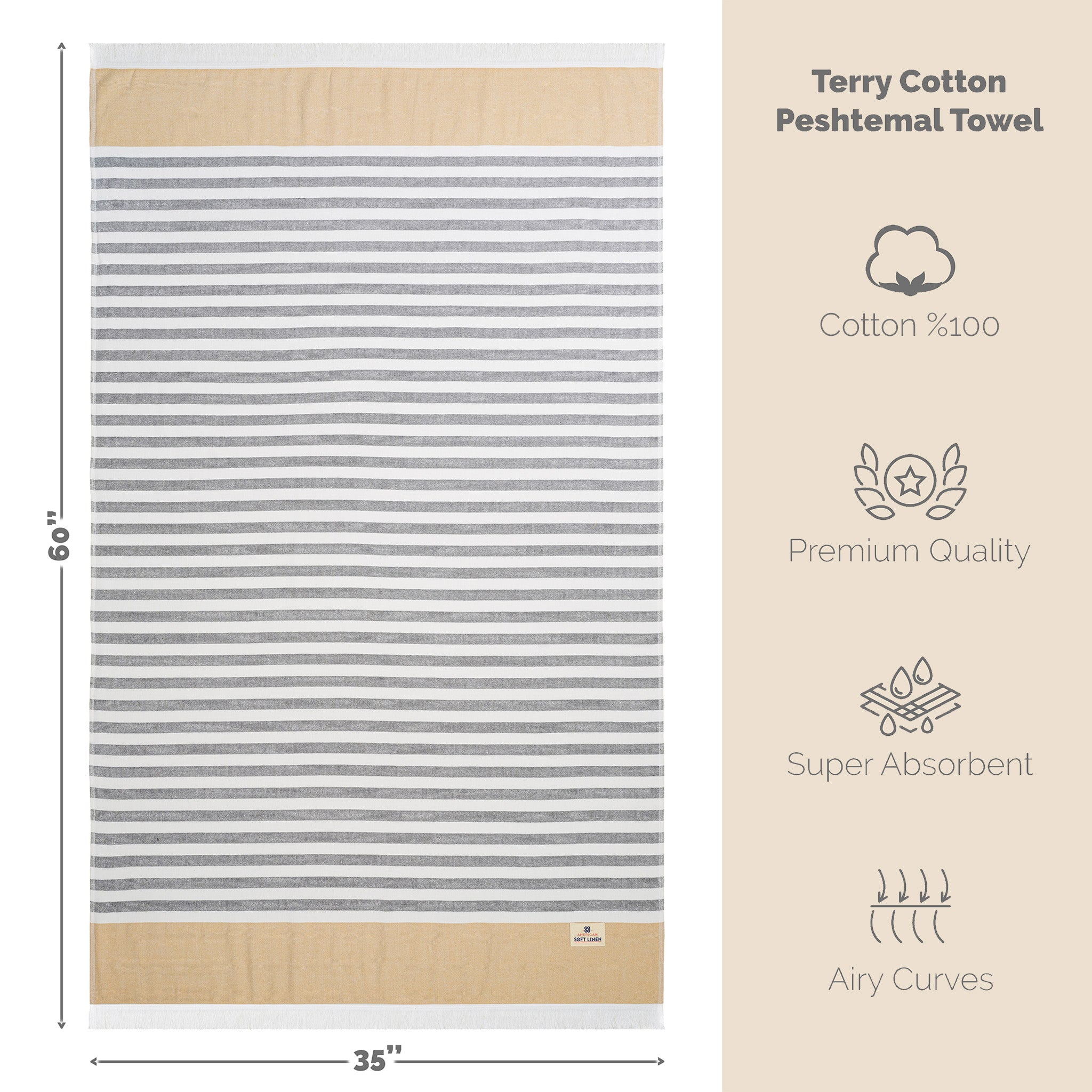 American-softlinen 100% Turkish Cotton Peshtemal -brown-5