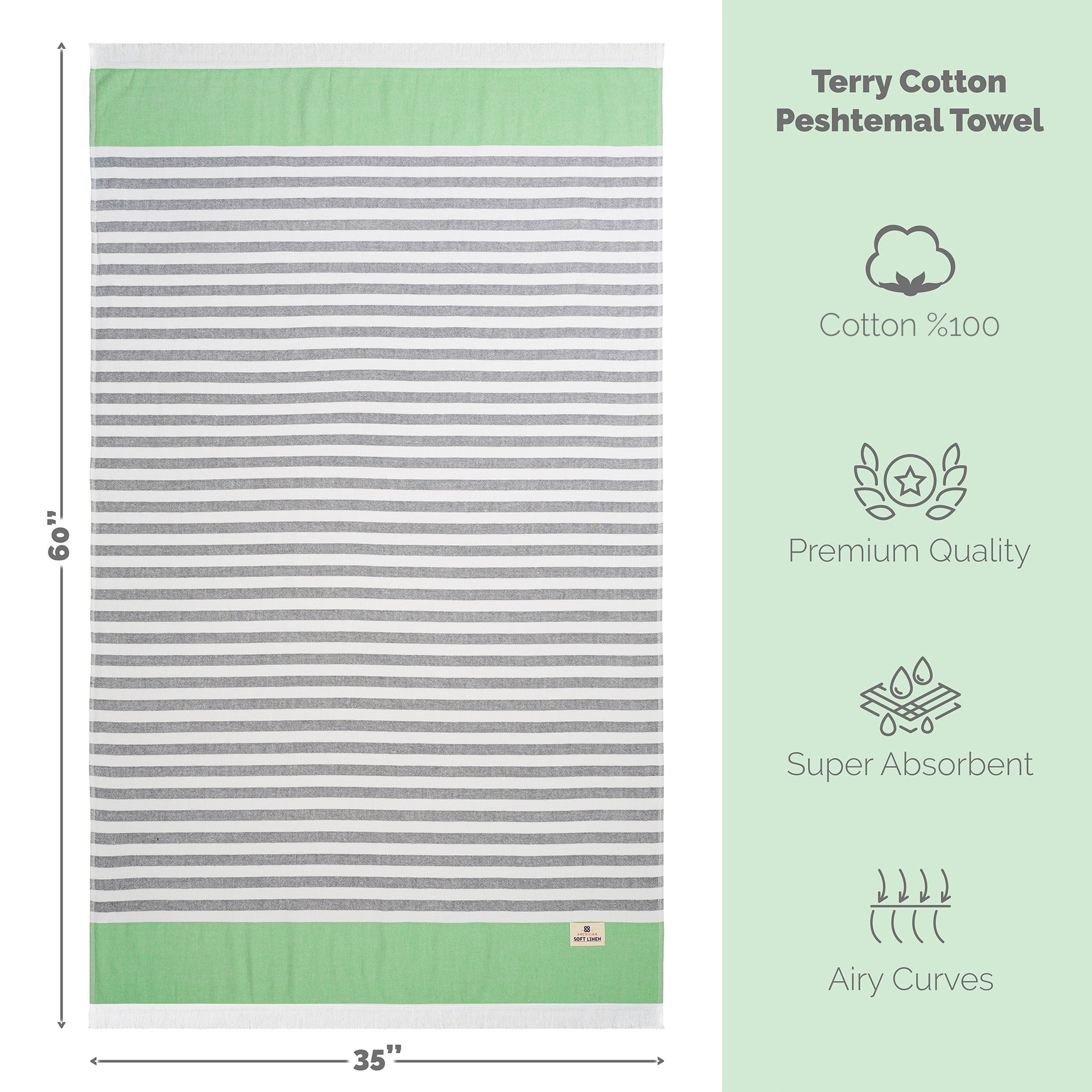 American-softlinen 100% Turkish Cotton Peshtemal -green-5