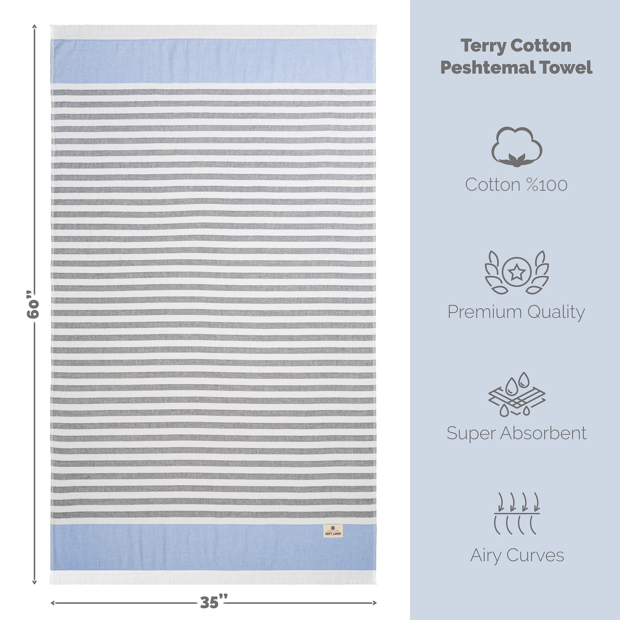 American-softlinen 100% Turkish Cotton Peshtemal -navy-blue-5