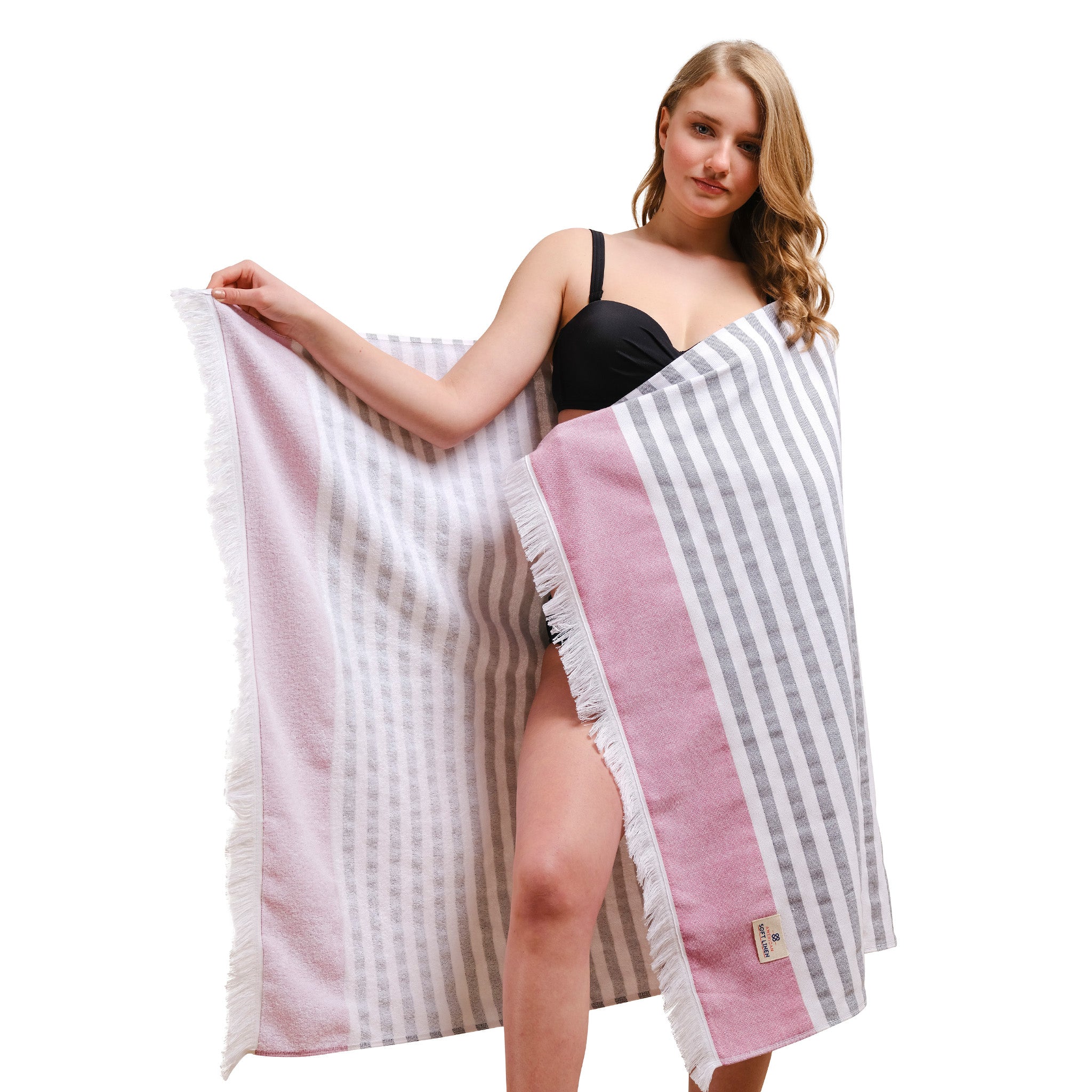 American-softlinen 100% Turkish Cotton Peshtemal -rose-1