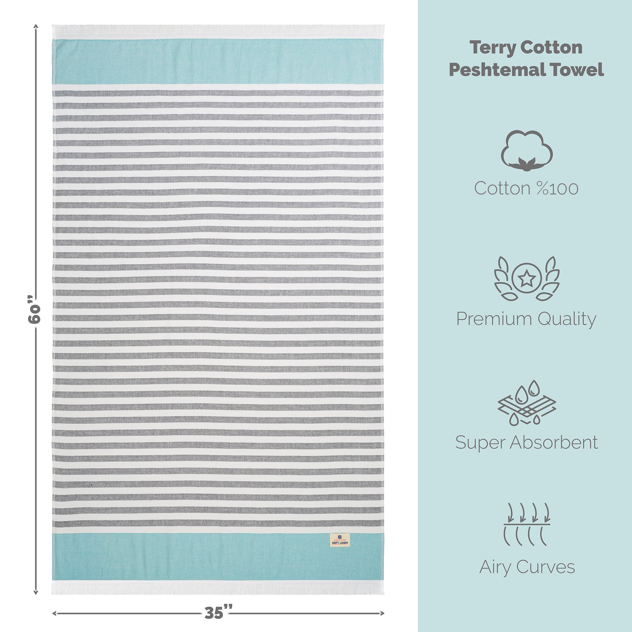 American-softlinen 100% Turkish Cotton Peshtemal -sky-blue-5