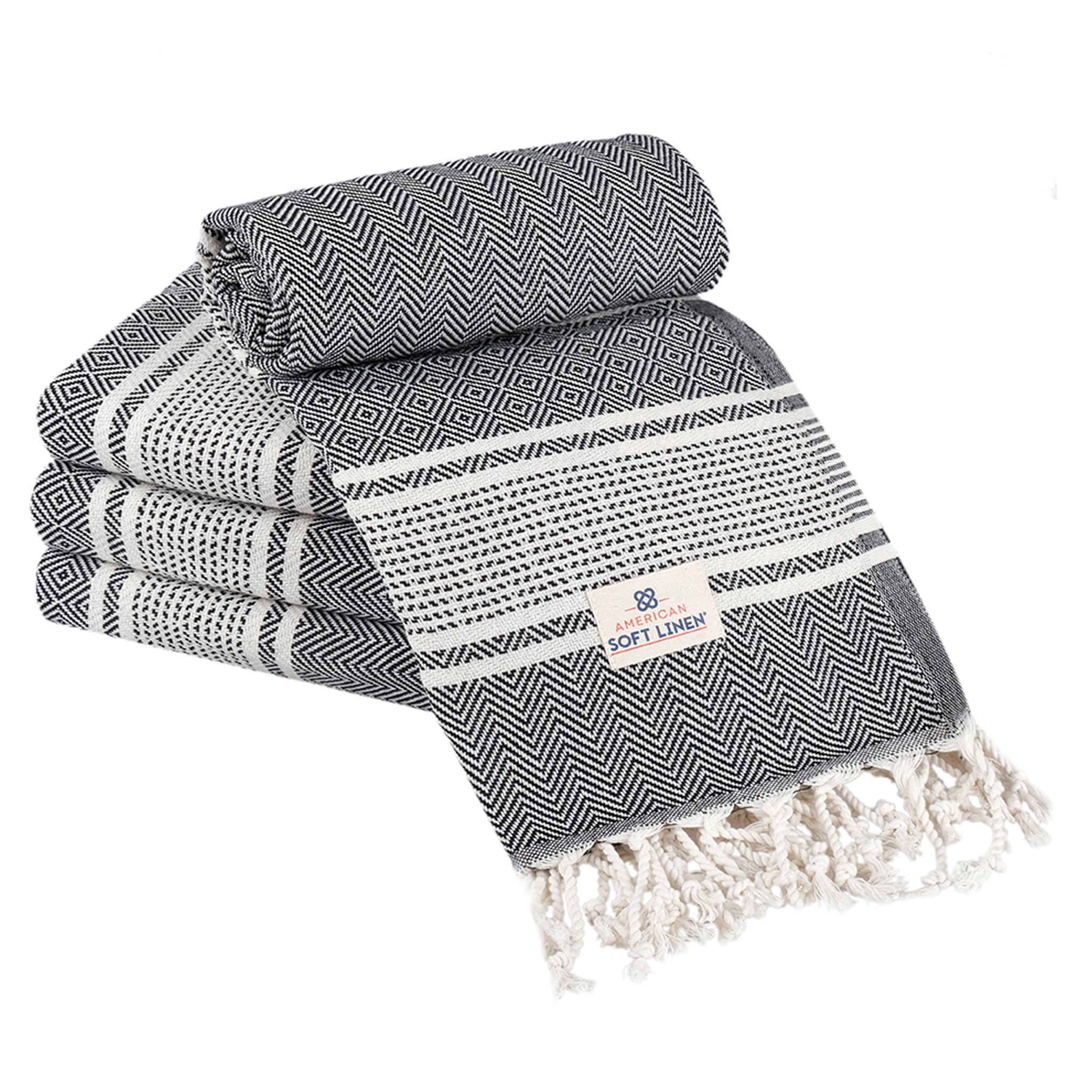 American-softlinen Turkish Peshtemal Beach Towels, Cotton 4 Pack, 40" x 70" Size, Swim Towels for Beach and Pool Towels