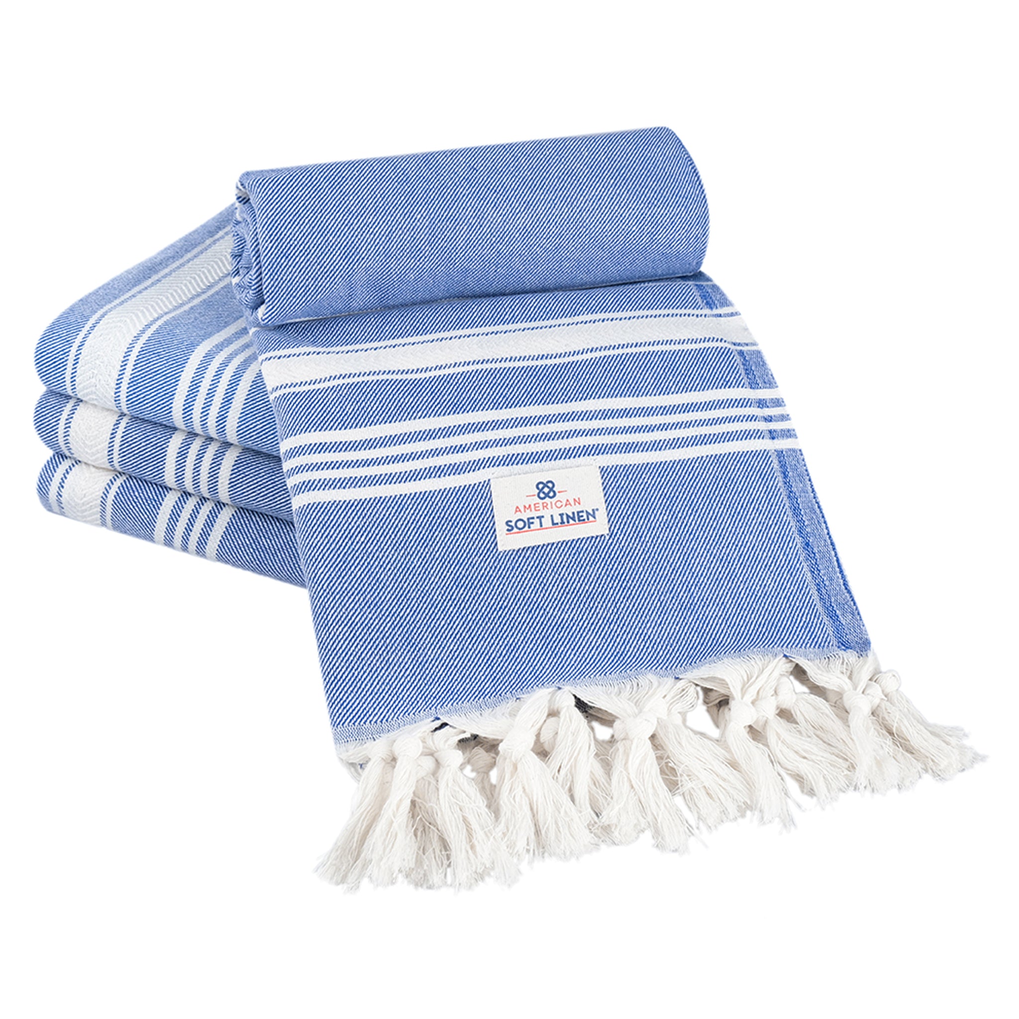 American-softlinen Turkish Peshtemal Beach Towels, Cotton 4 Pack, 40" x 70" Size, Swim Towels for Beach and Pool Towels