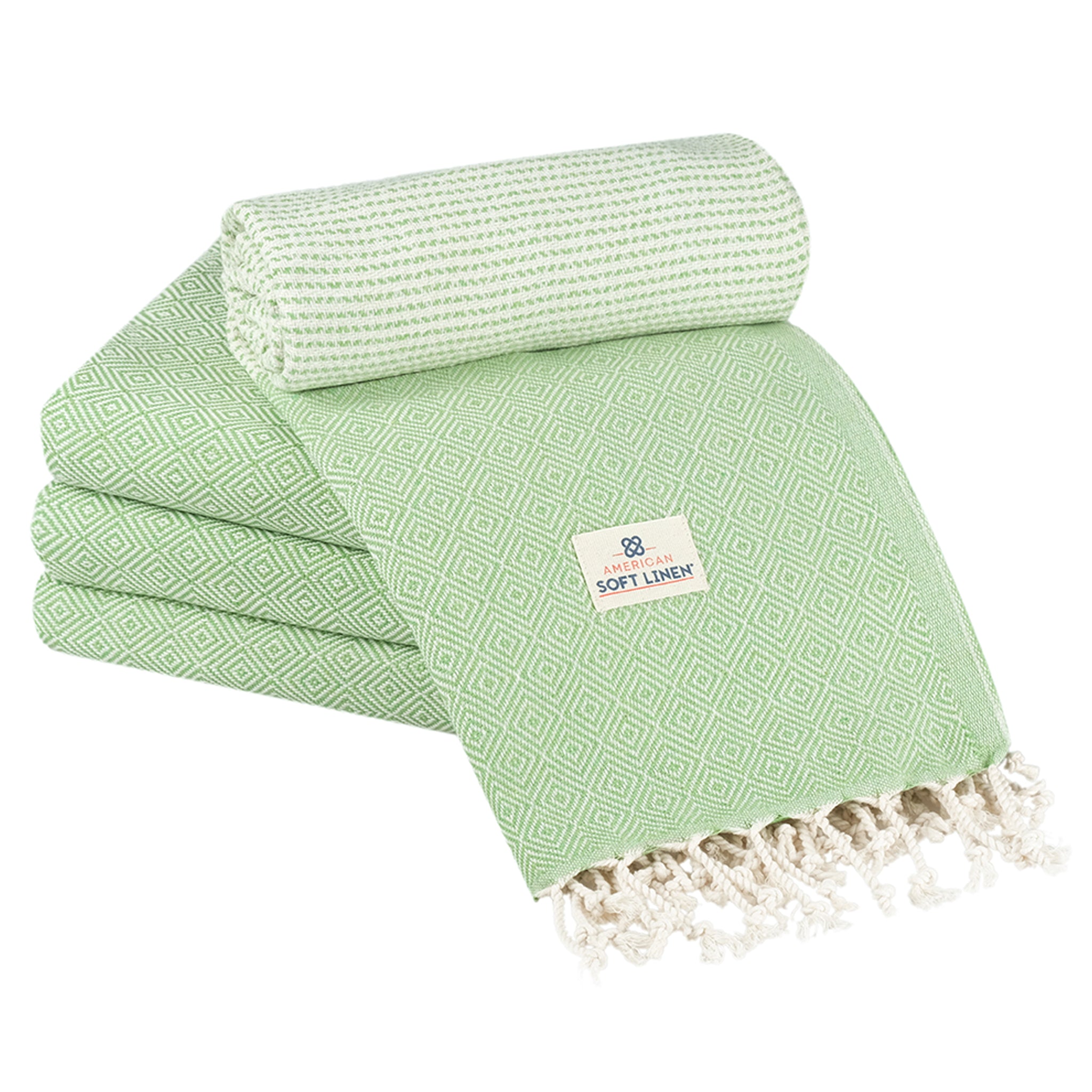 American-softlinen Turkish Peshtemal Beach Towels, Cotton 4 Pack, 40" x 70" Size, Swim Towels for Beach and Pool Towels