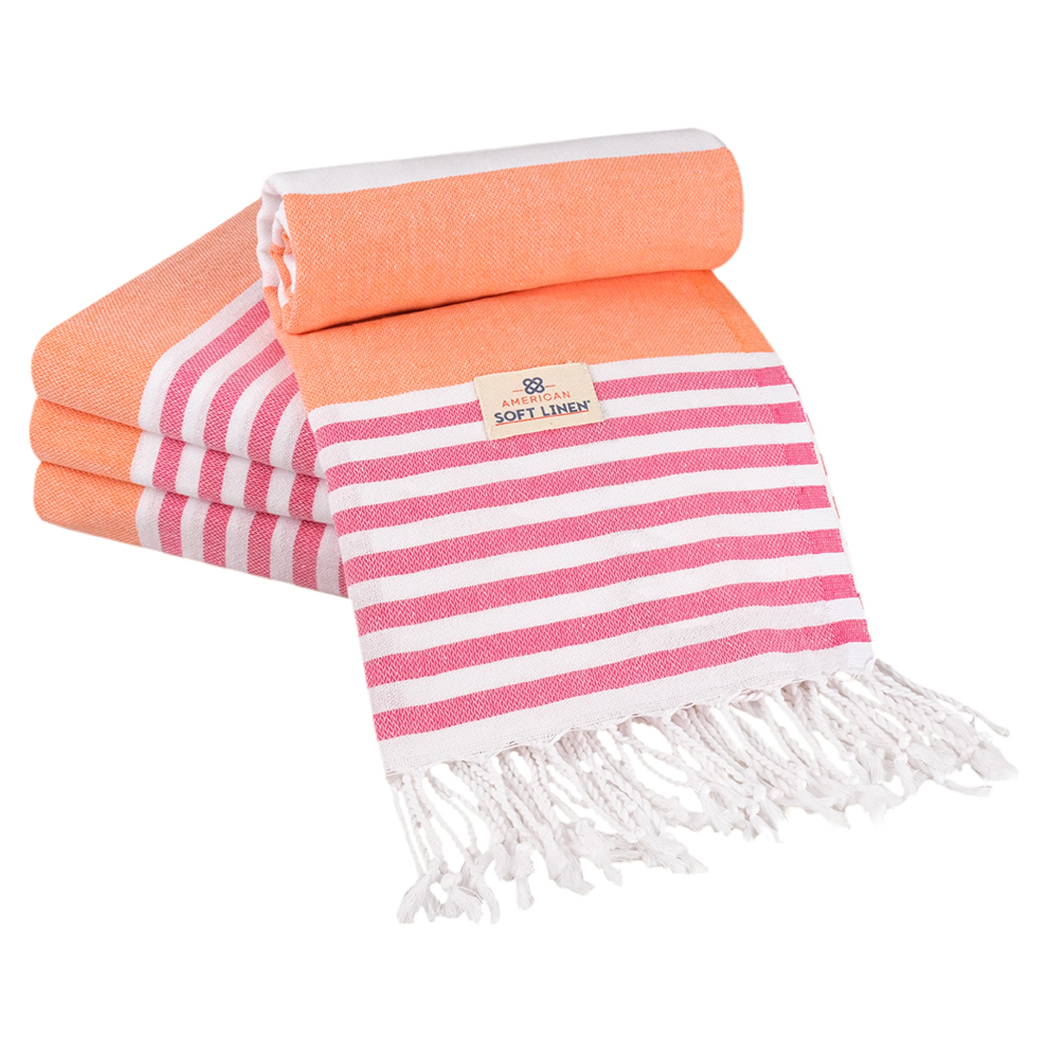 American-softlinen Turkish Peshtemal Beach Towels, Cotton 4 Pack, 40" x 70" Size, Swim Towels for Beach and Pool Towels