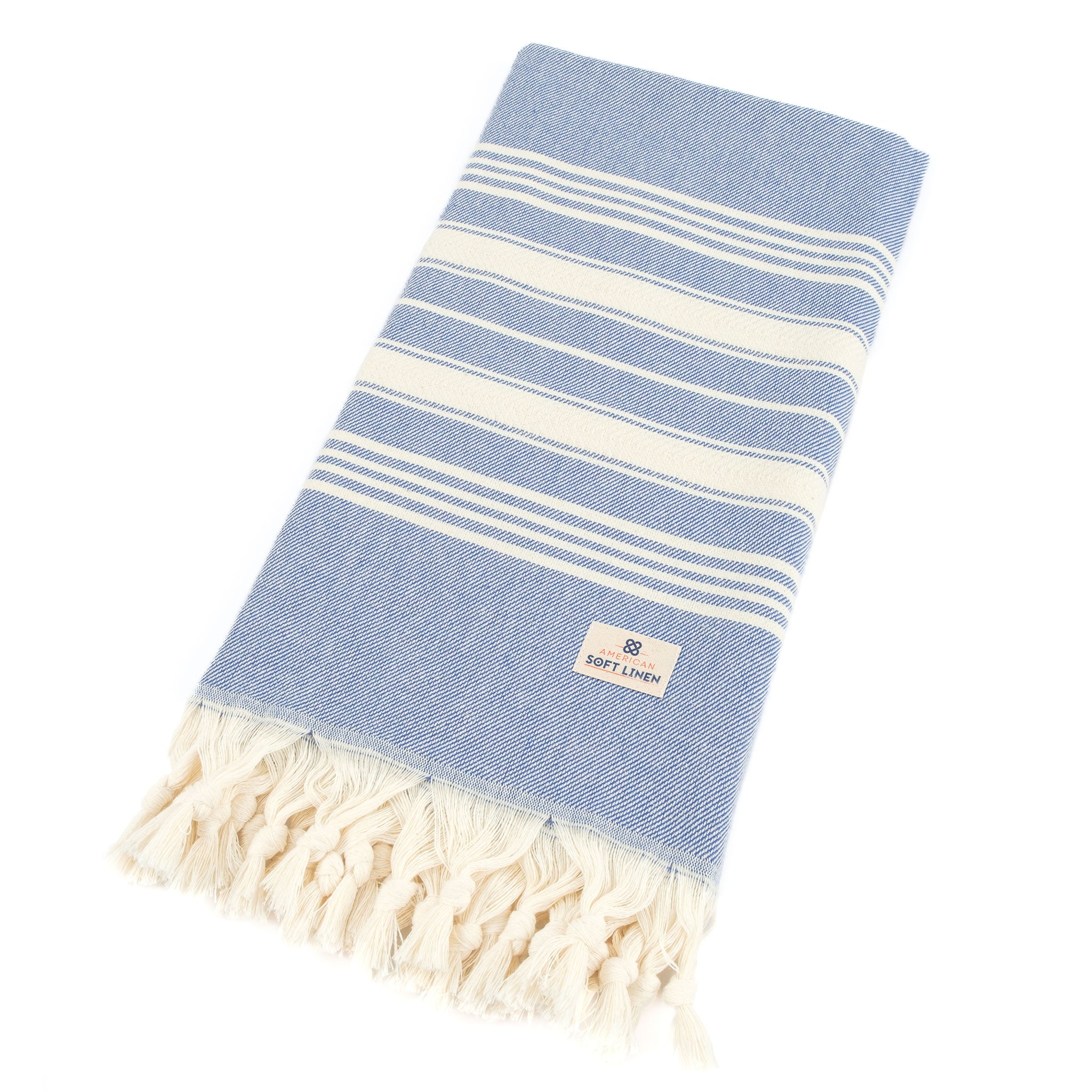 American-softlinen - 100% Cotton Turkish Peshtemal Towels 40x70 Inches - Blue - 5