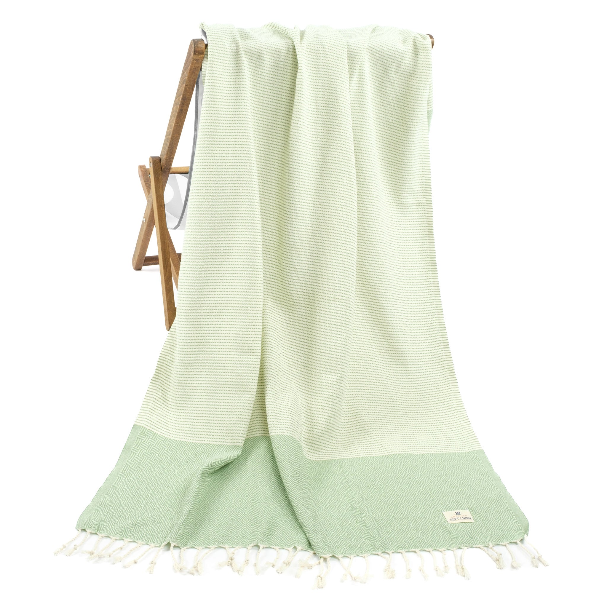 American-softlinen - 100% Cotton Turkish Peshtemal Towels 40x70 Inches - Green - 1