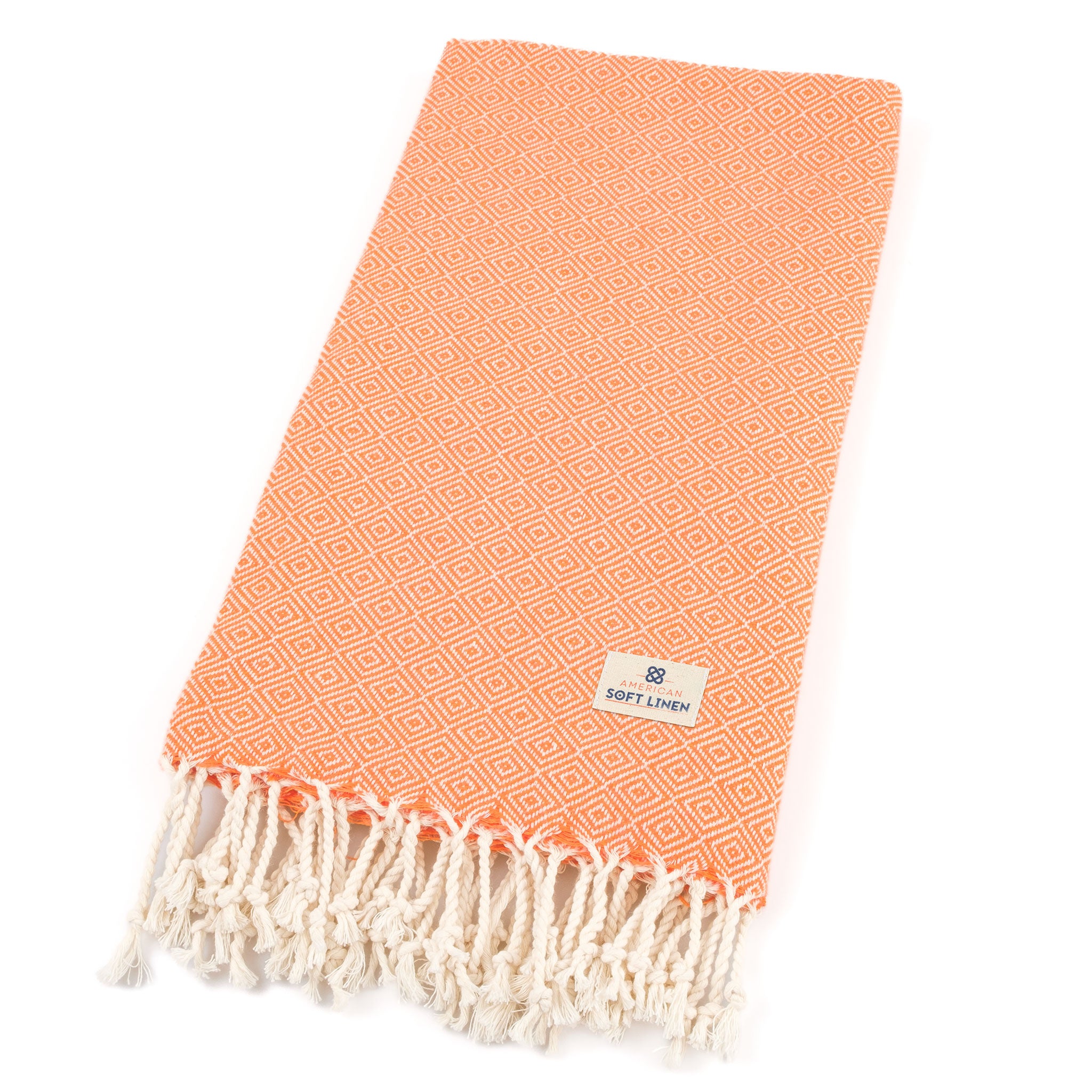 American-softlinen - 100% Cotton Turkish Peshtemal Towels 40x70 Inches - Orange - 5