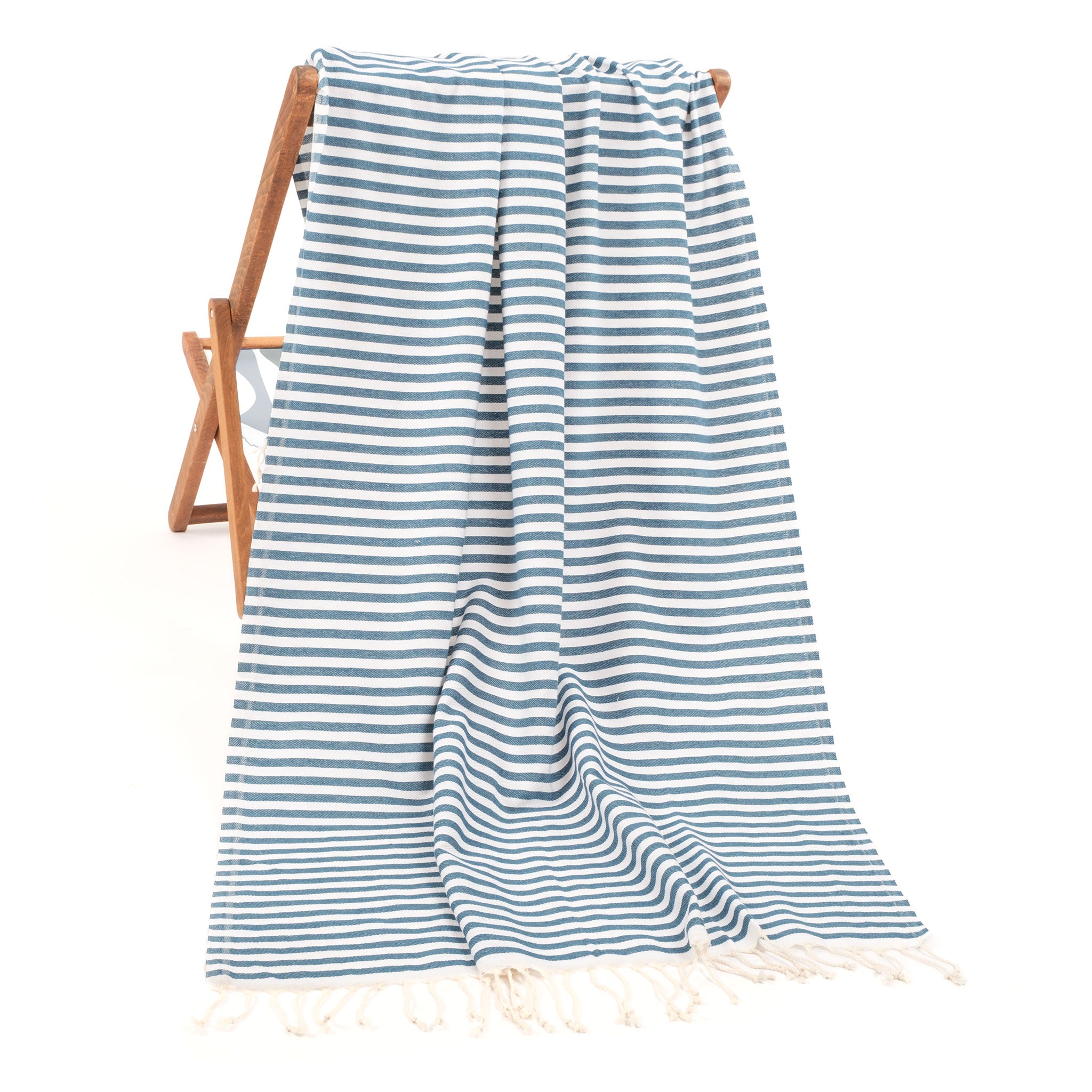American-softlinen - 100% Cotton Turkish Peshtemal Towels 40x70 Inches - Petrol-Blue - 1