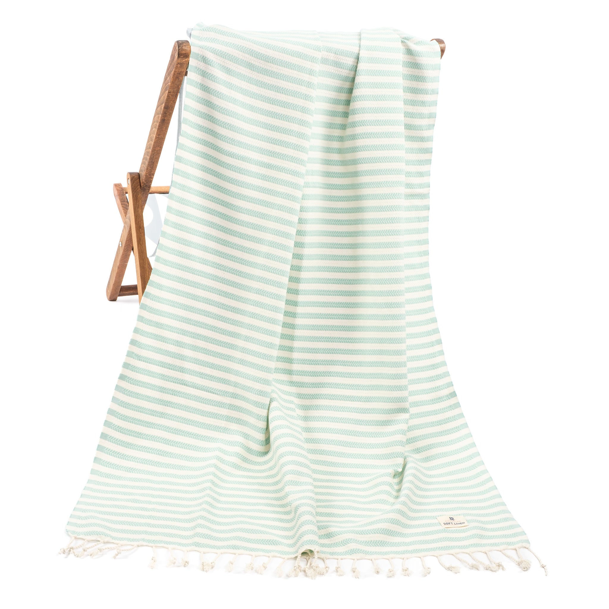 American-softlinen - 100% Cotton Turkish Peshtemal Towels 40x70 Inches - Sage - 1
