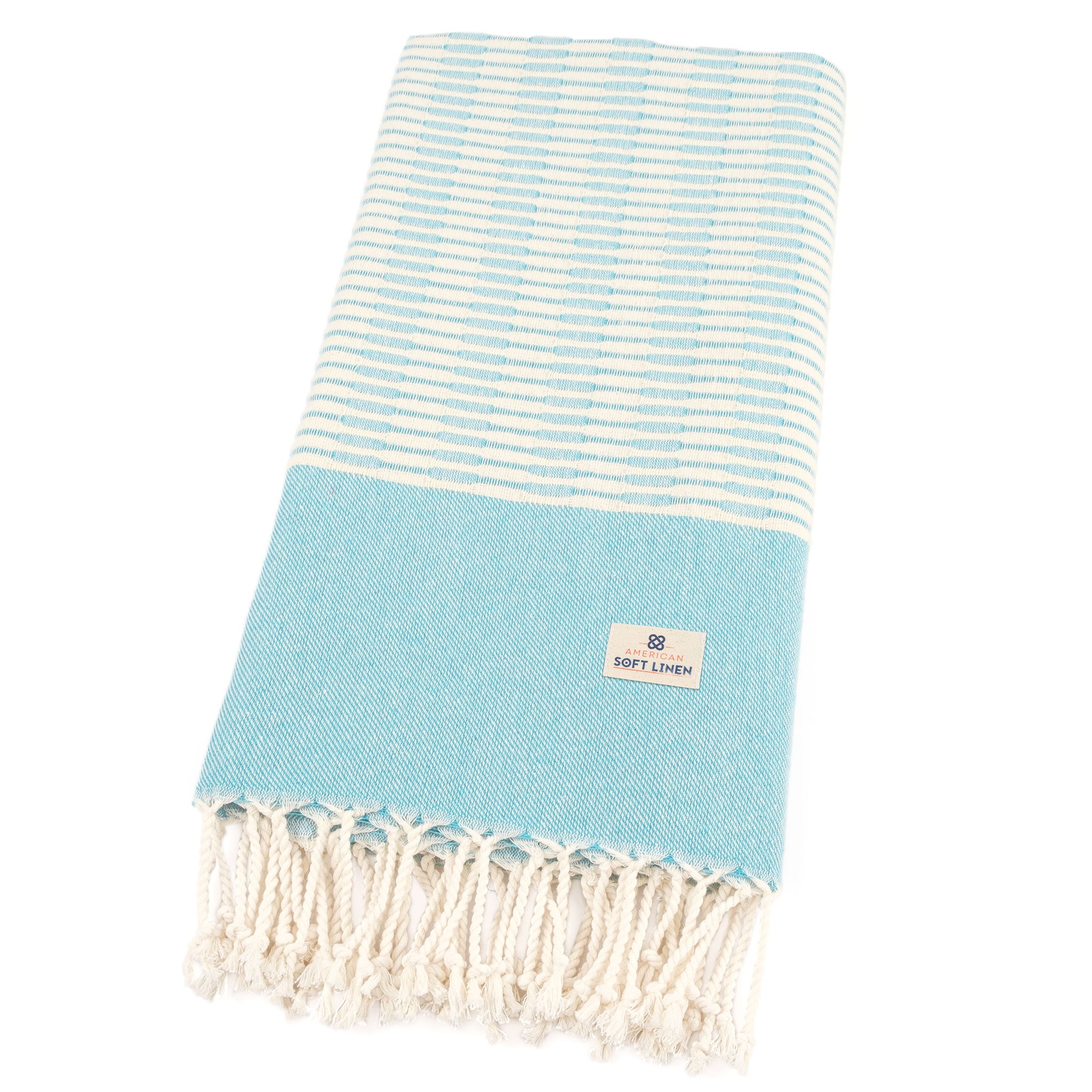 American-softlinen - 100% Cotton Turkish Peshtemal Towels 40x70 Inches - Turquoise - 5