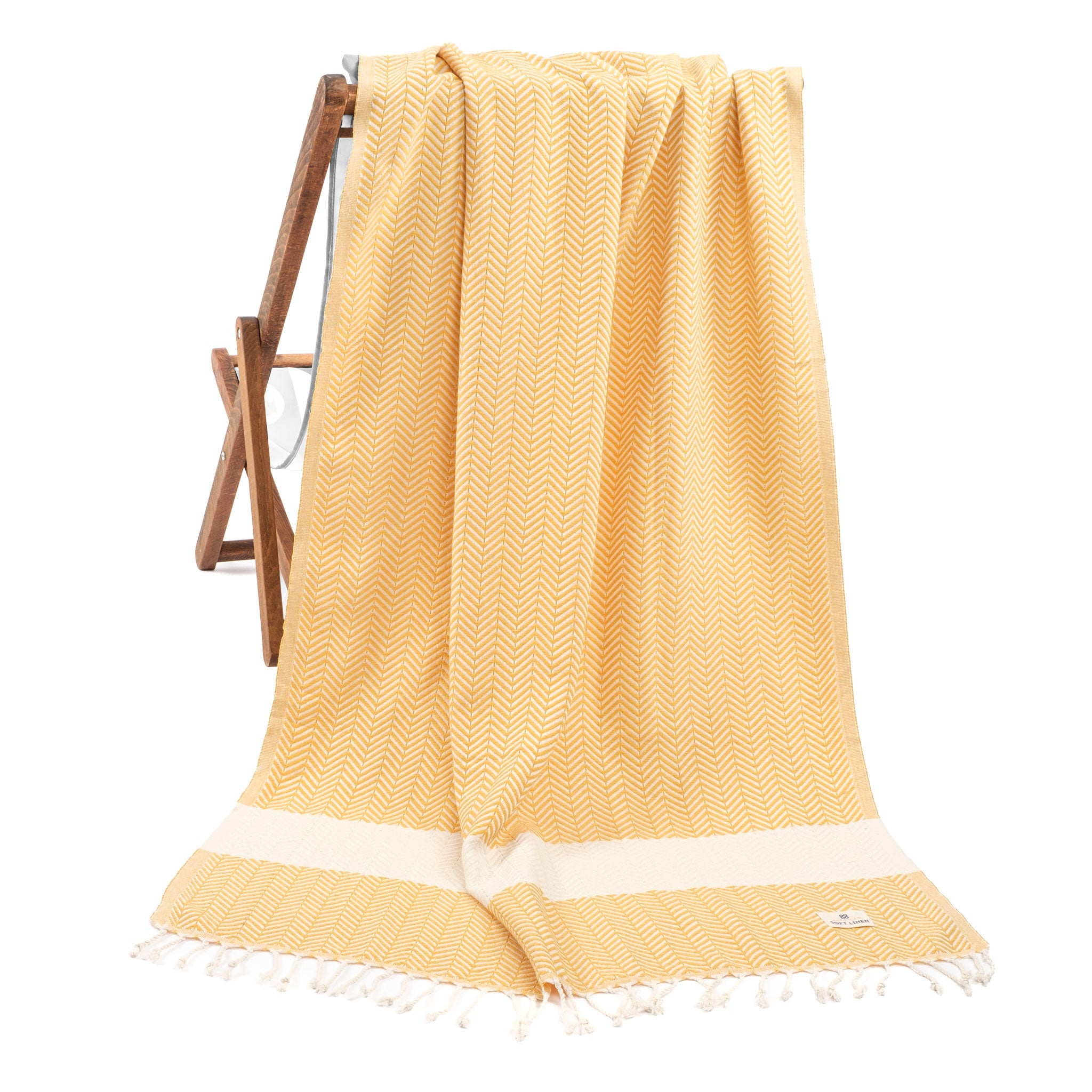 American-softlinen - 100% Cotton Turkish Peshtemal Towels 40x70 Inches - Yellow - 1