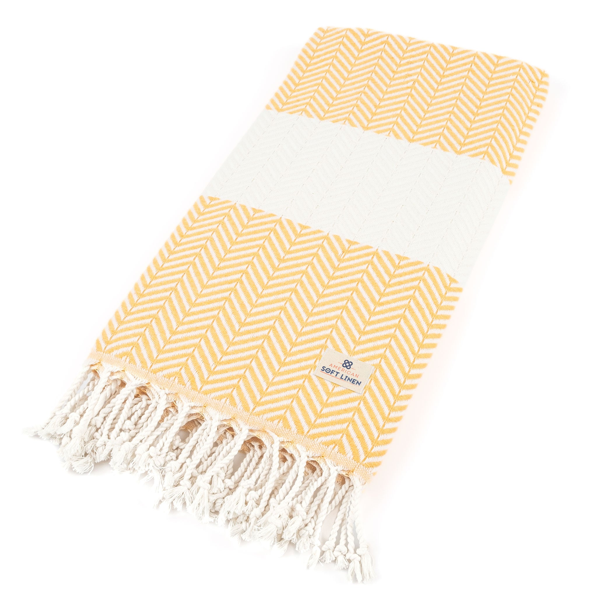 American-softlinen - 100% Cotton Turkish Peshtemal Towels 40x70 Inches - Yellow - 5