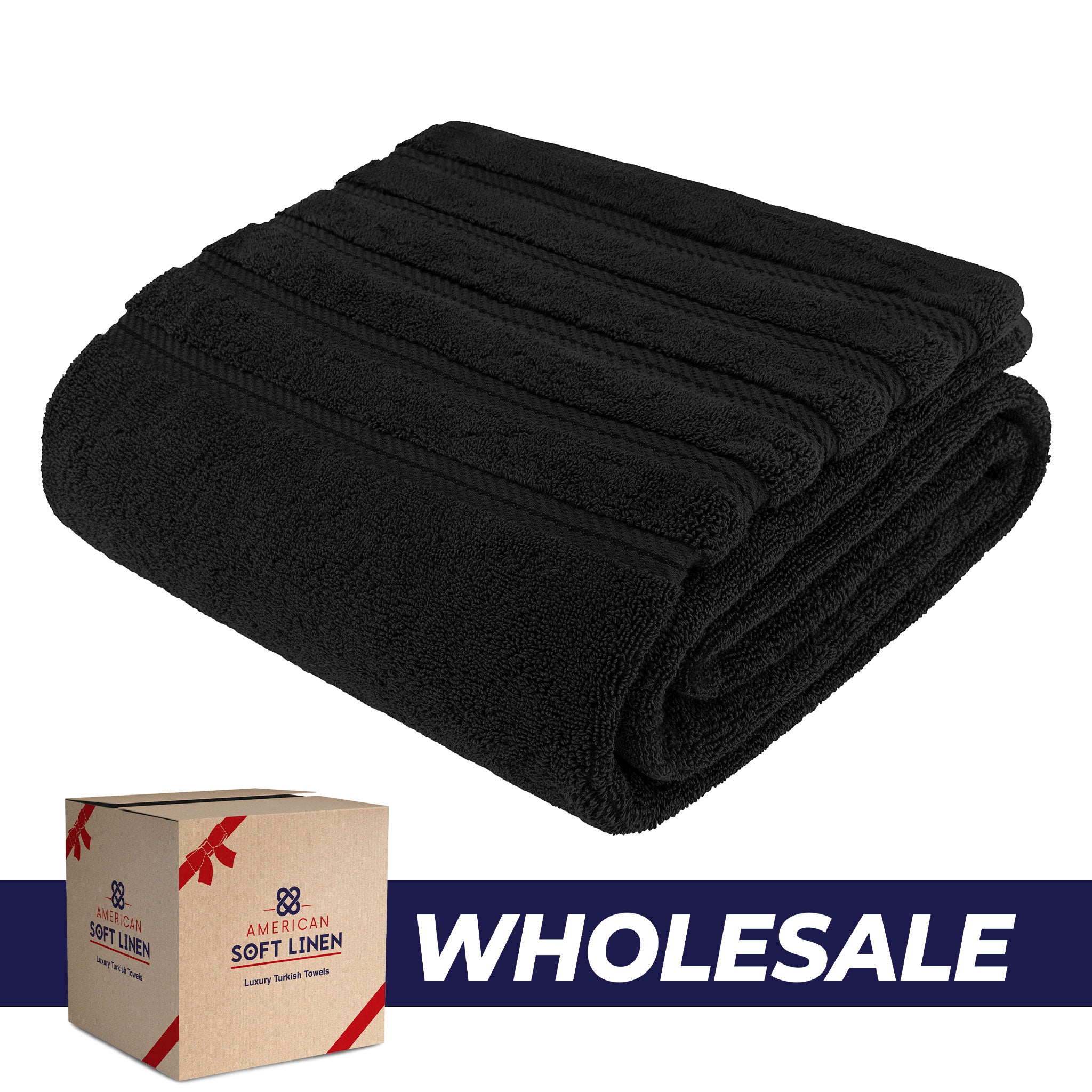 American-softlinen - 35x70 Jumbo Bath Sheet Turkish Bath Towel - 16 Piece Case Pack - Black - 0