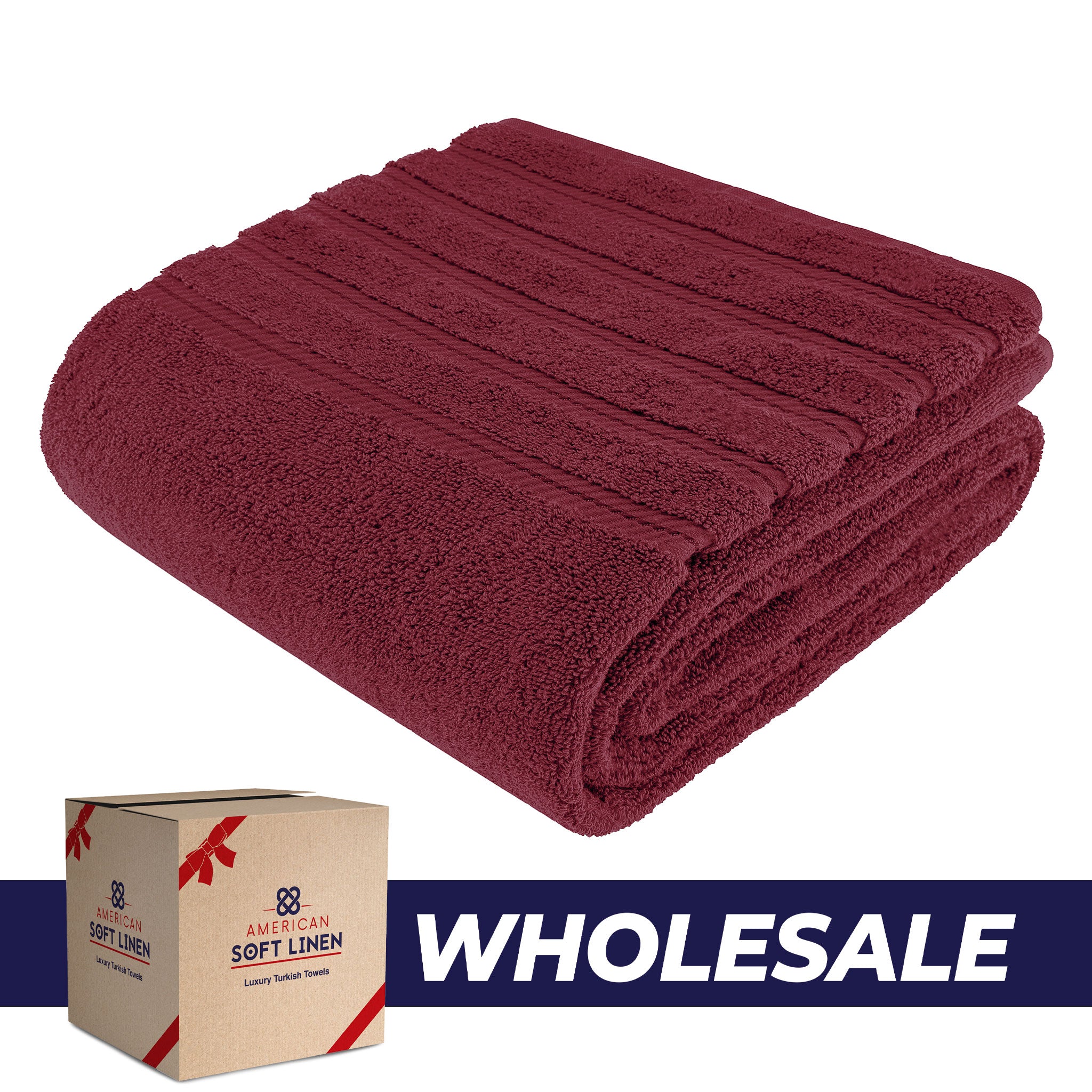 American-softlinen - 35x70 Jumbo Bath Sheet Turkish Bath Towel - 16 Piece Case Pack - Bordeaux-Red - 0