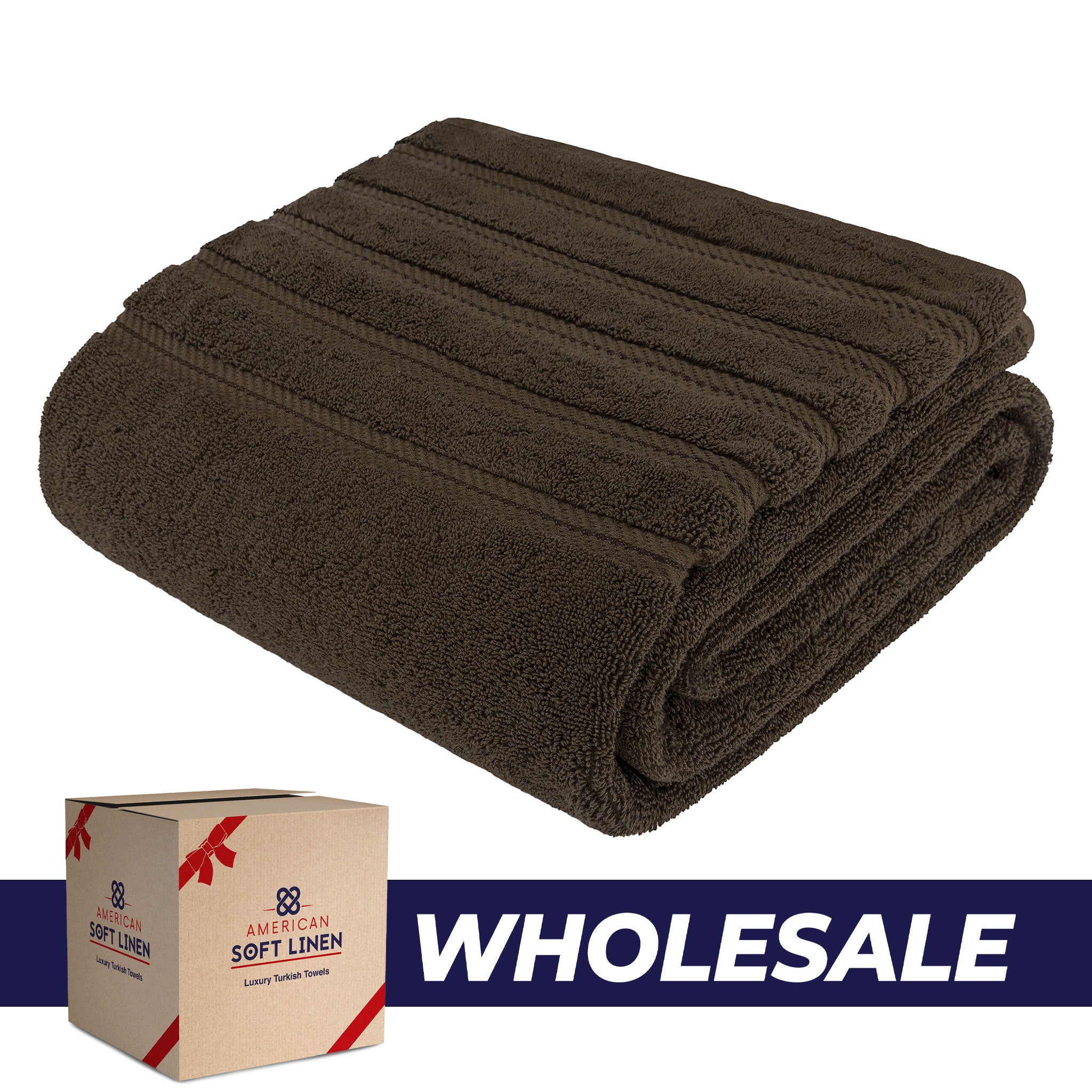 American-softlinen - 35x70 Jumbo Bath Sheet Turkish Bath Towel - 16 Piece Case Pack - Chocolate-Brown - 0